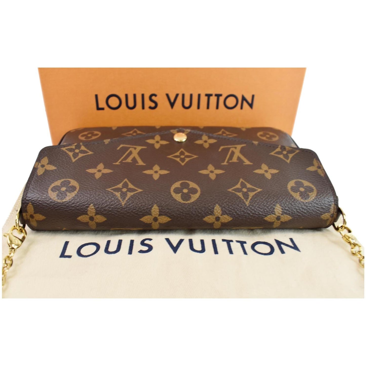 LOUIS VUITTON Pochette Felicie Monogram Canvas Crossbody Bag Brown