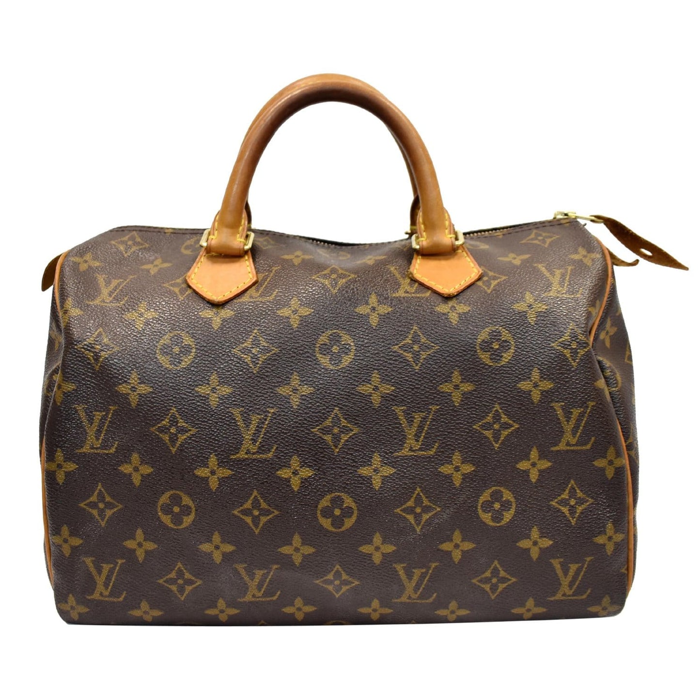 LOUIS VUITTON Speedy 30 Monogram Canvas Satchel Bag Brown