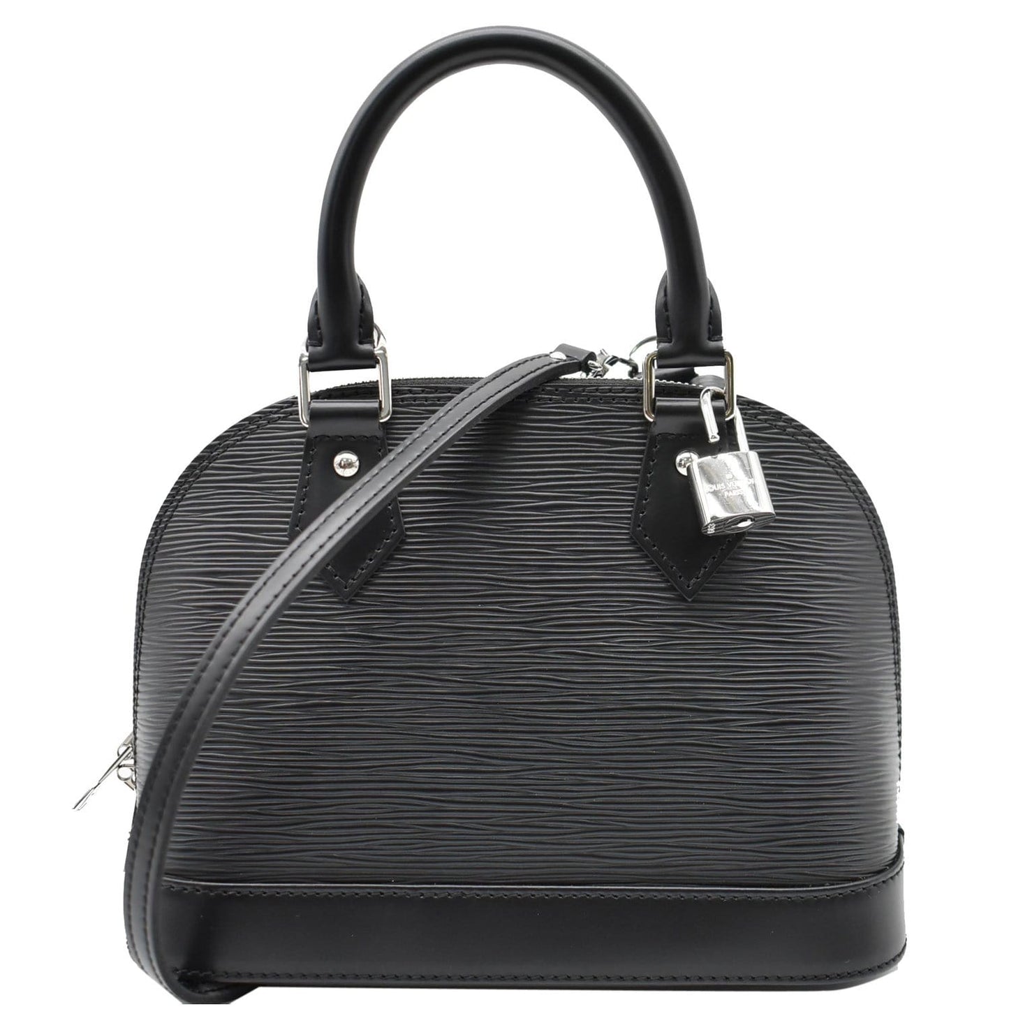 LOUIS VUITTON Alma BB Epi Leather Satchel Crossbody Bag Black