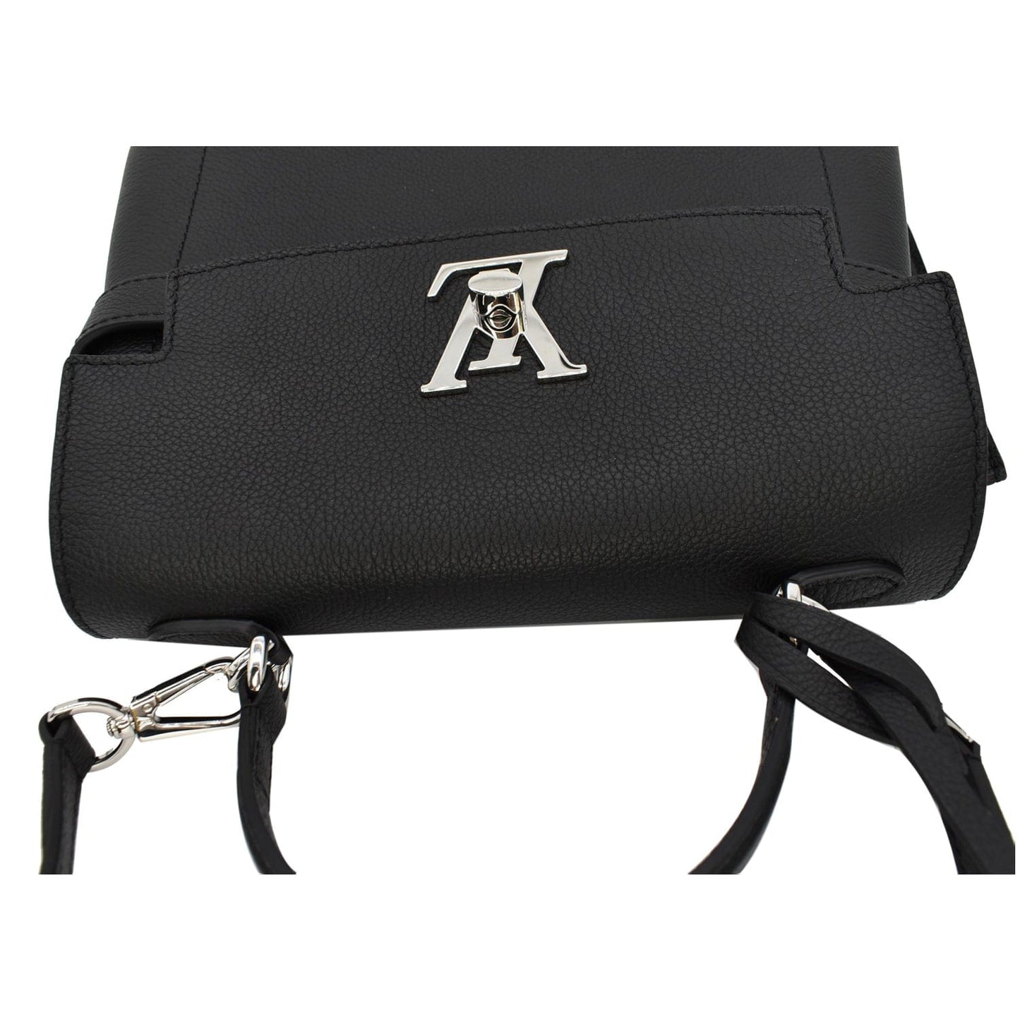 LOUIS VUITTON Lockme Ever BB Pebbled Leather Crossbody Bag Black