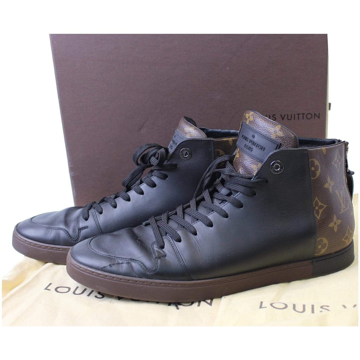 LOUIS VUITTON Line Up Monogram High Top Sneakers Black - 25% OFF
