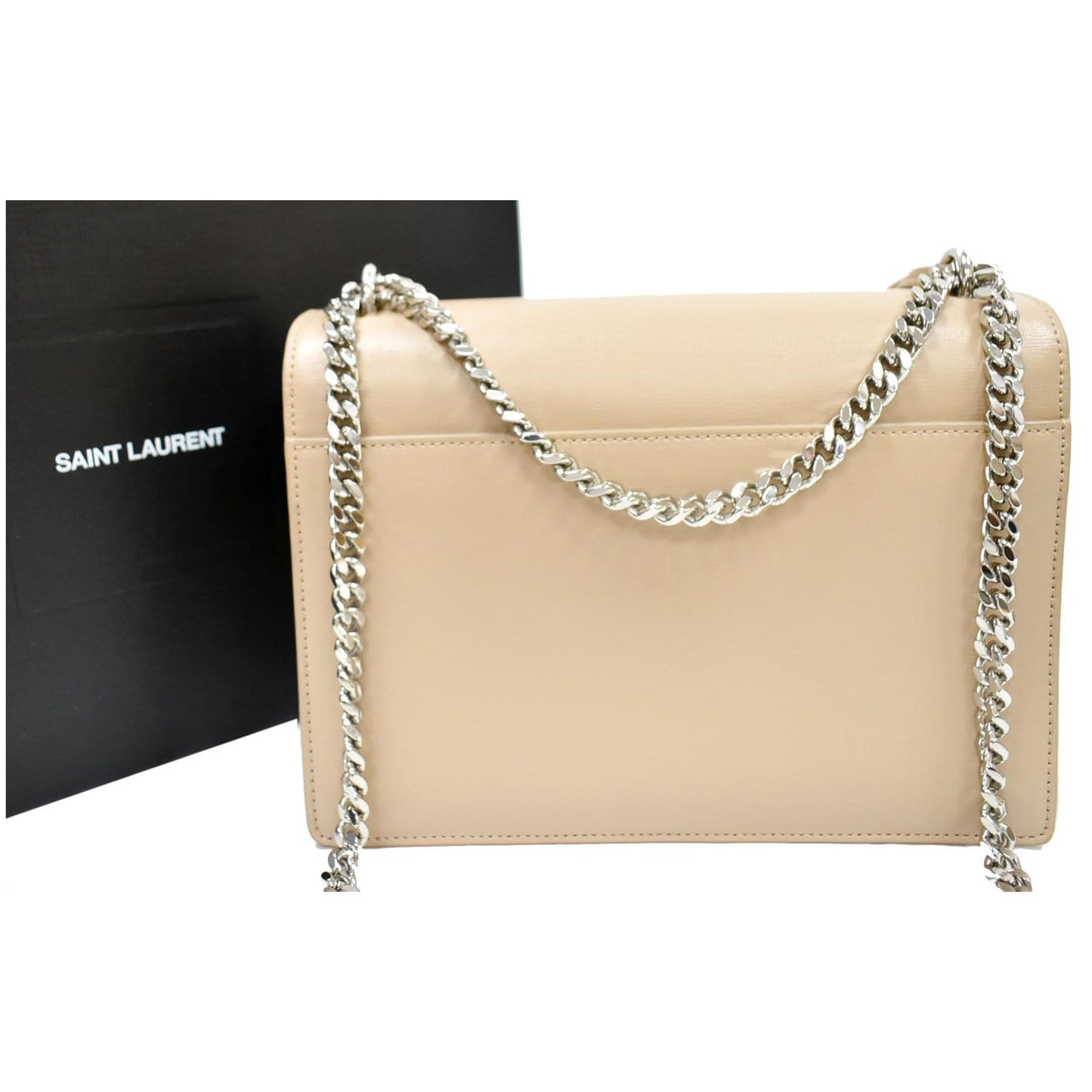 YVES SAINT LAURENT Monogram Sunset Medium Leather Shoulder Bag Beige