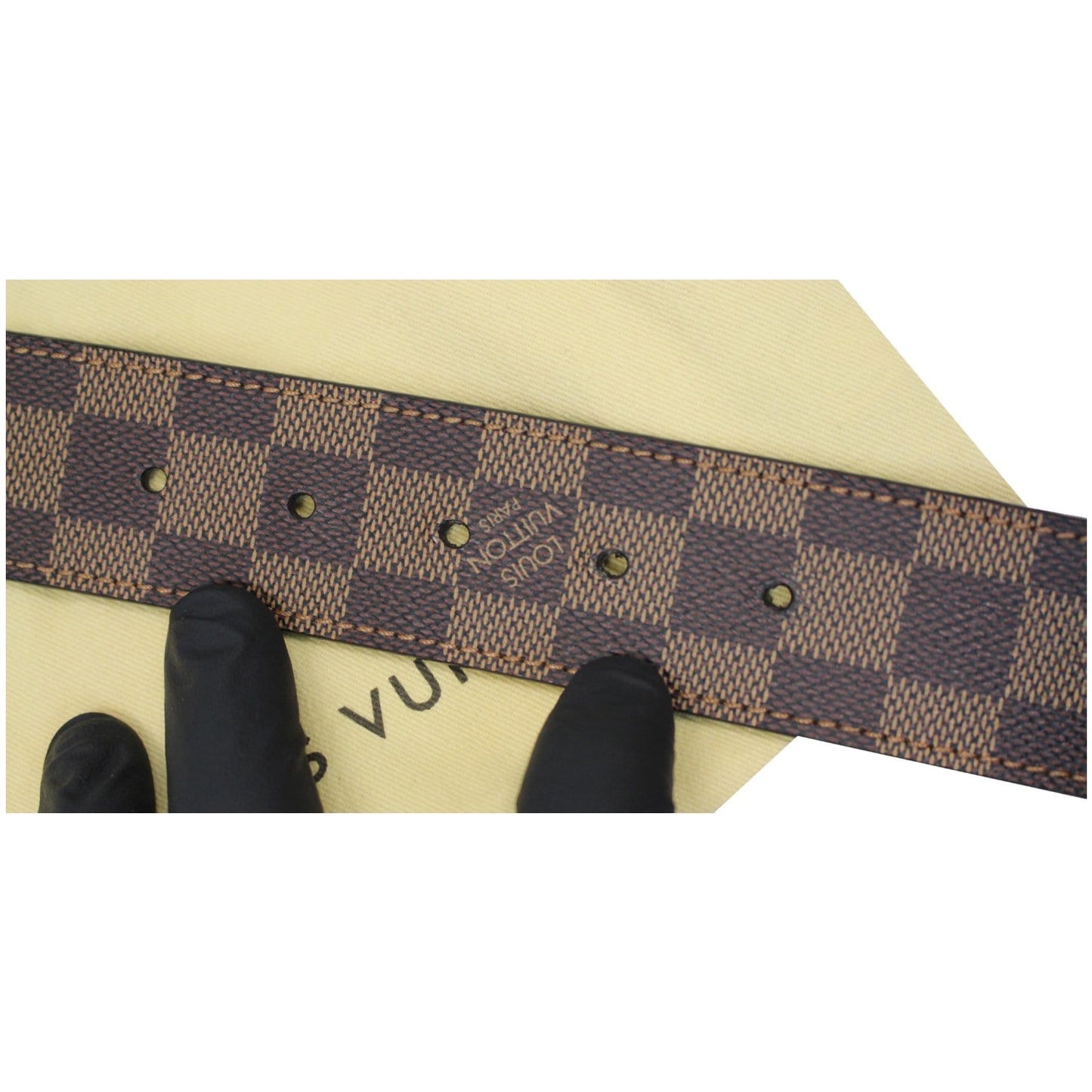 LOUIS VUITTON LV Initiales Damier Ebene Belt Brown
