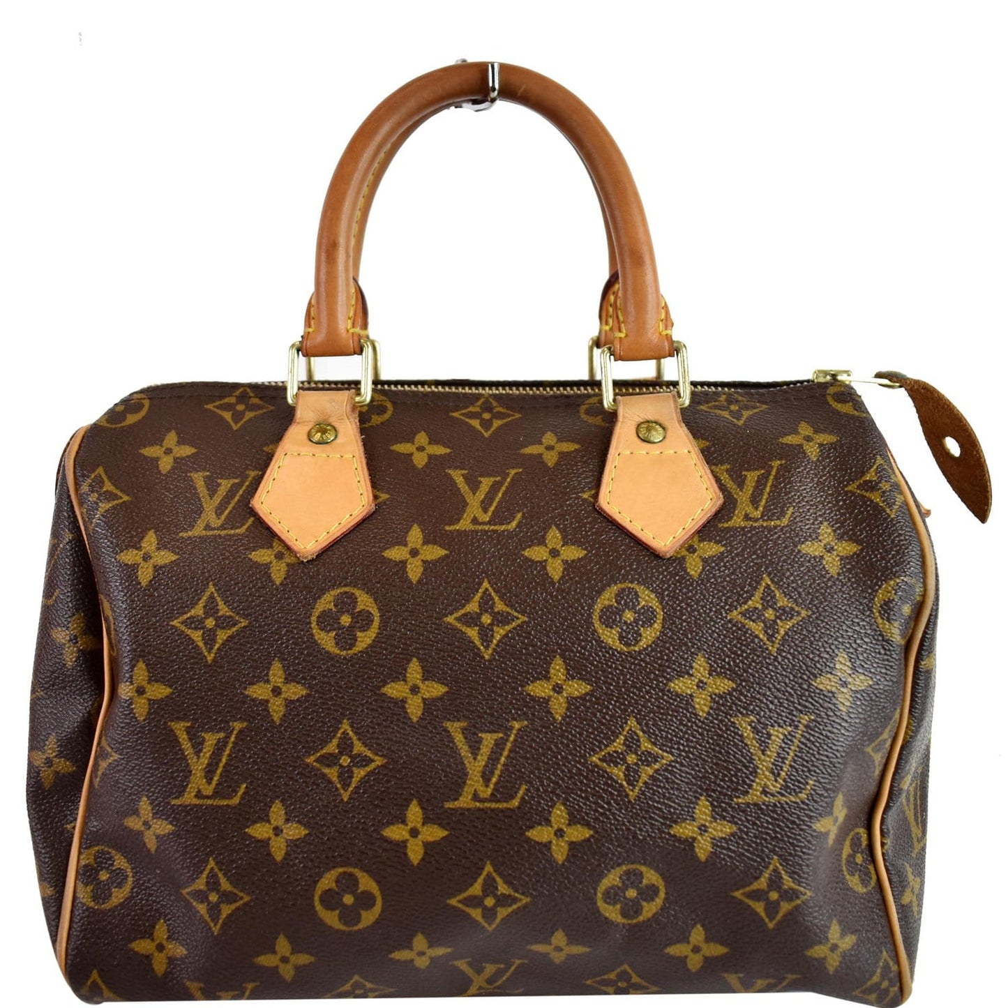 LOUIS VUITTON Speedy 25 Monogram Canvas Satchel Bag Brown