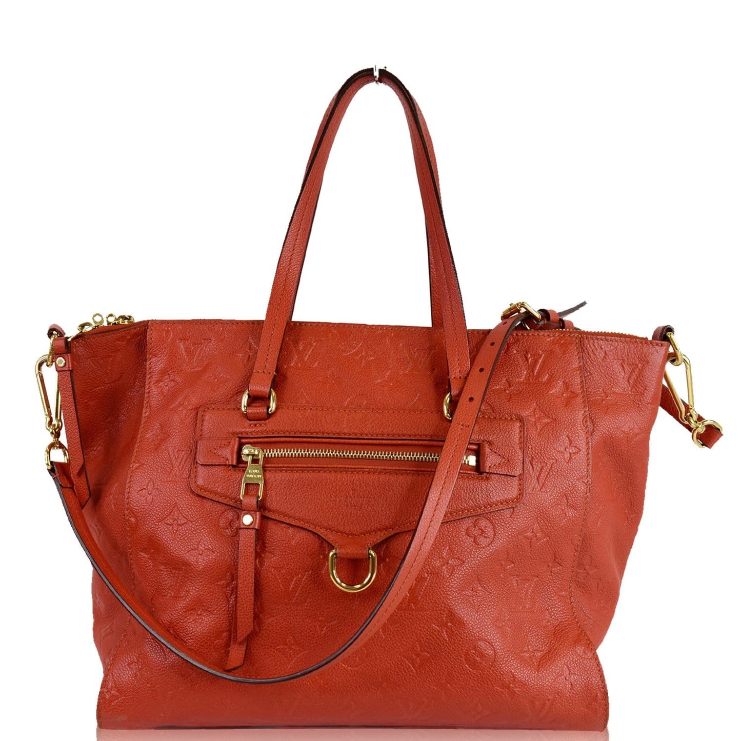 LOUIS VUITTON Lumineuse PM Monogram Empreinte Leather Shoulder Bag Red