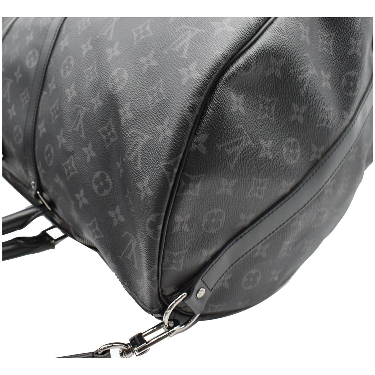 LOUIS VUITTON Keepall 55 Bandouliere Monogram Eclipse Travel Bag Black