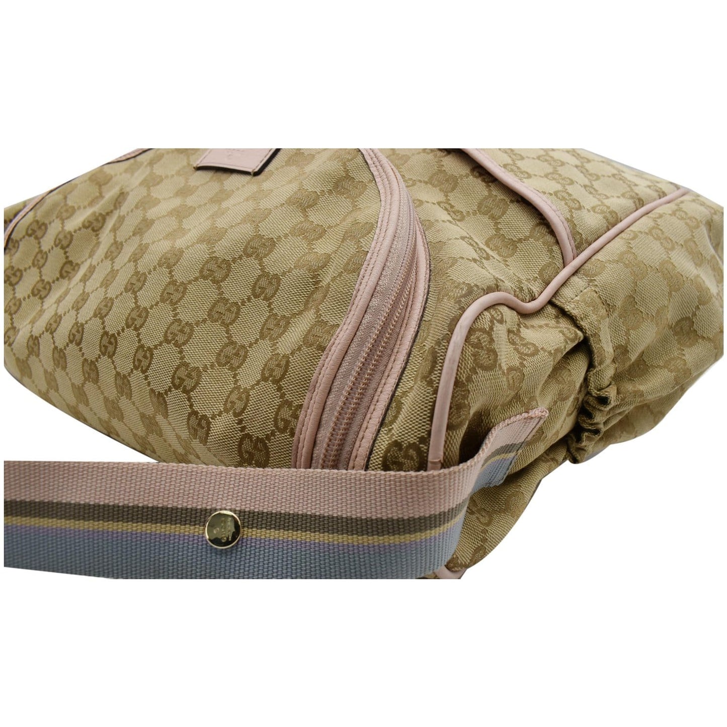 GUCCI Large Diaper GG Supreme Canvas Shoulder Bag Pink 123326