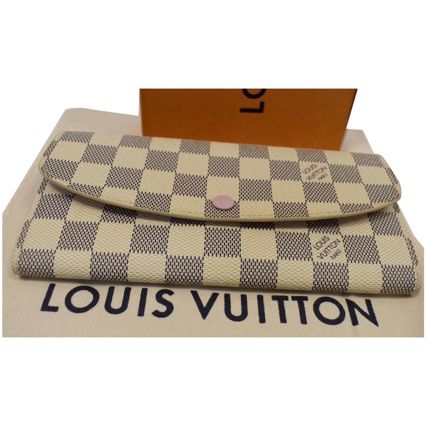LOUIS VUITTON Emilie Damier Azur Wallet White