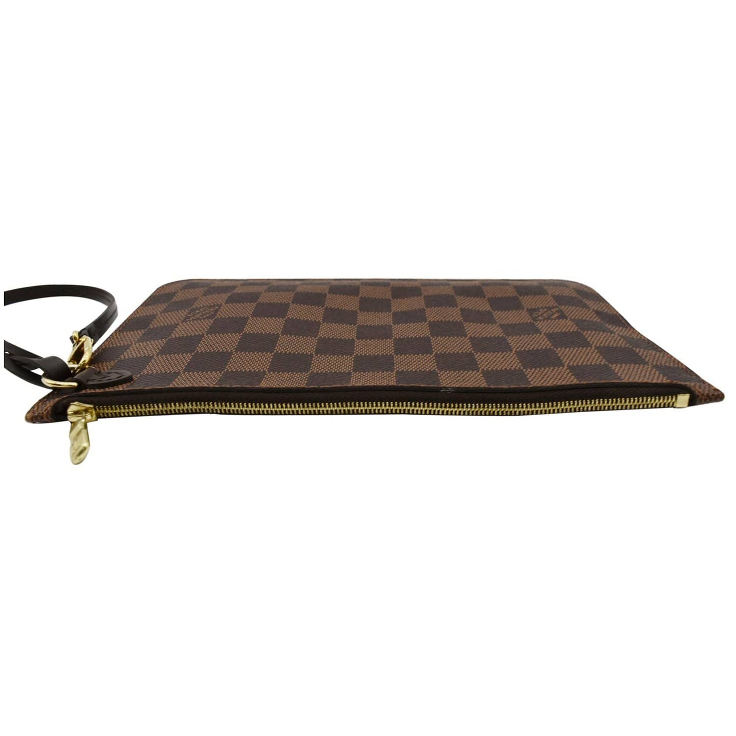 LOUIS VUITTON Neverfull MM Damier Ebene Pochette Wristlet Pouch Brown
