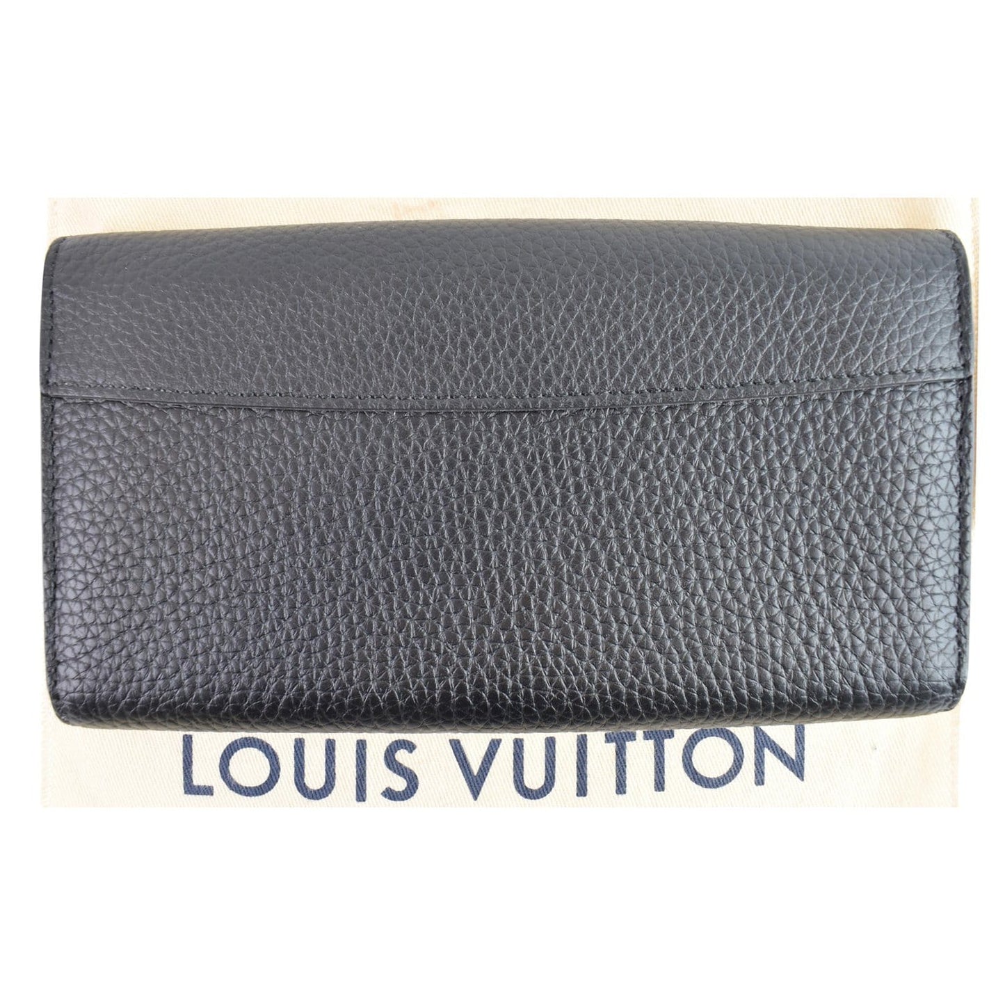 LOUIS VUITTON Capucines Studded Taurillon Leather Wallet Black