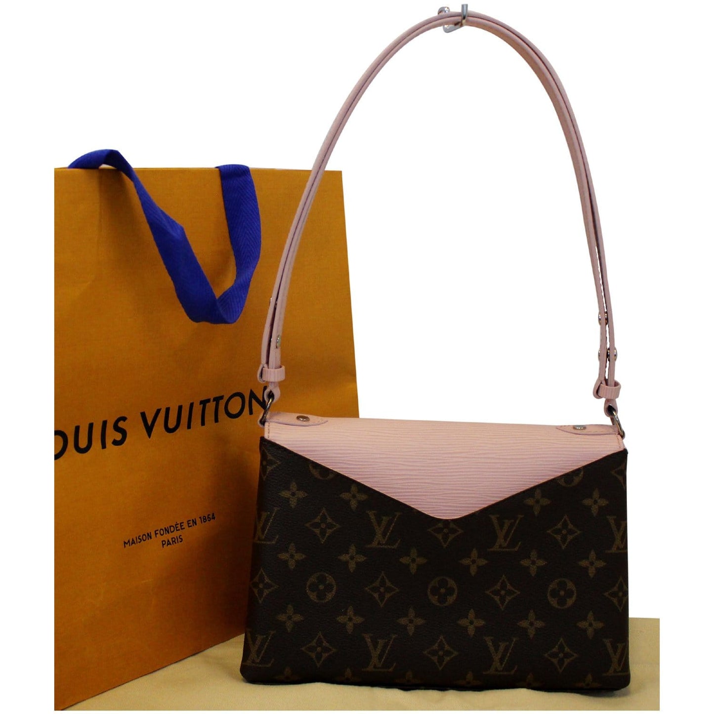 LOUIS VUITTON Saint Michel Monogram Epi Shoulder Bag Rose Ballerine