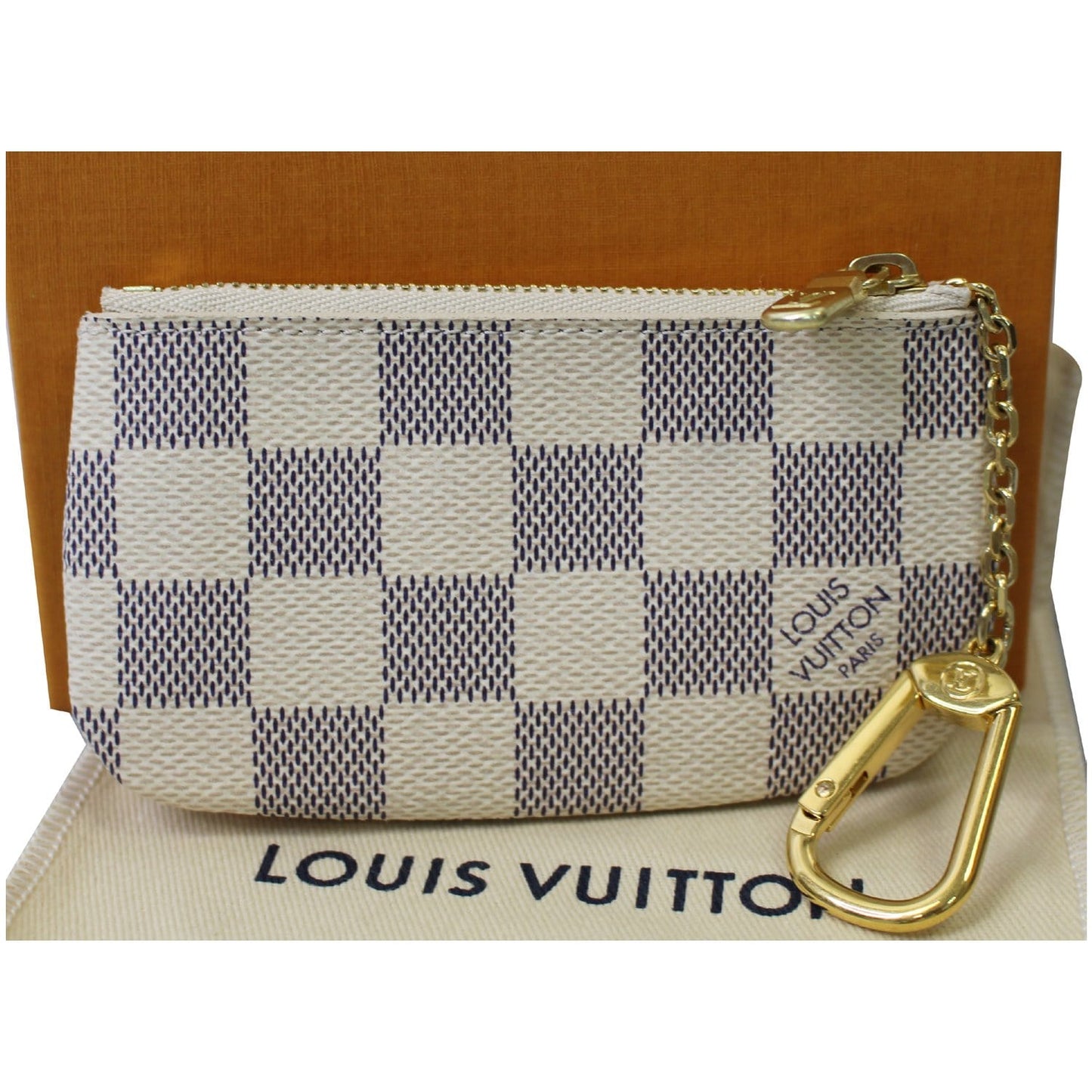 LOUIS VUITTON Key Coin Pouch Damier Azur White