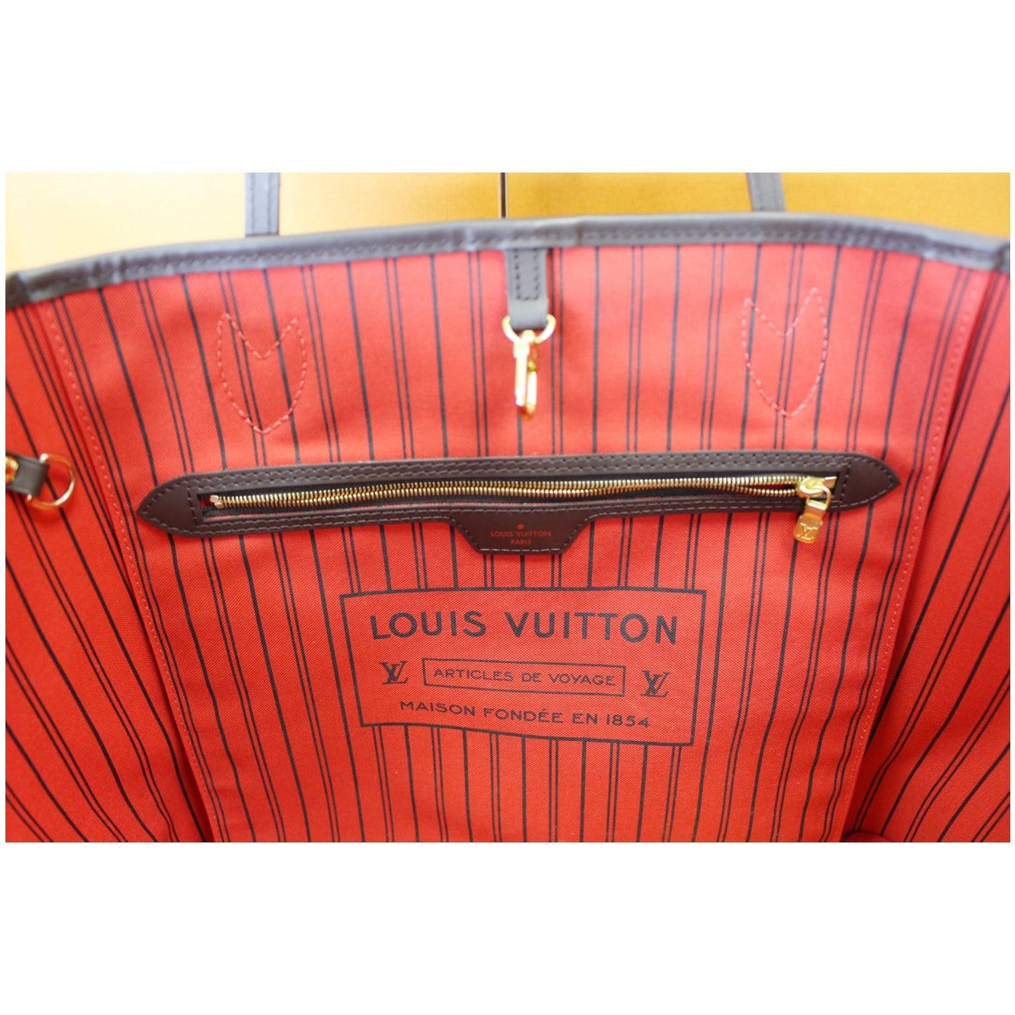 LOUIS VUITTON Neverfull GM Damier Ebene Shoulder Bag Brown