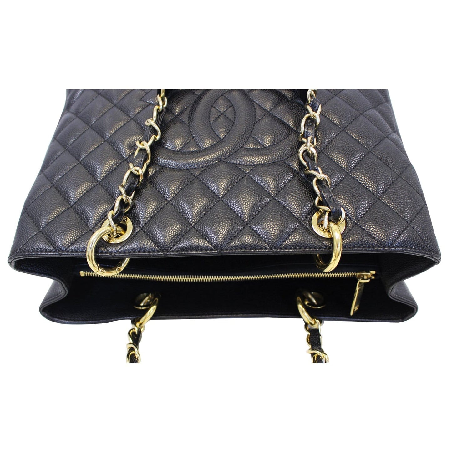 CHANEL Grand Shopping Caviar Leather Tote Bag Black