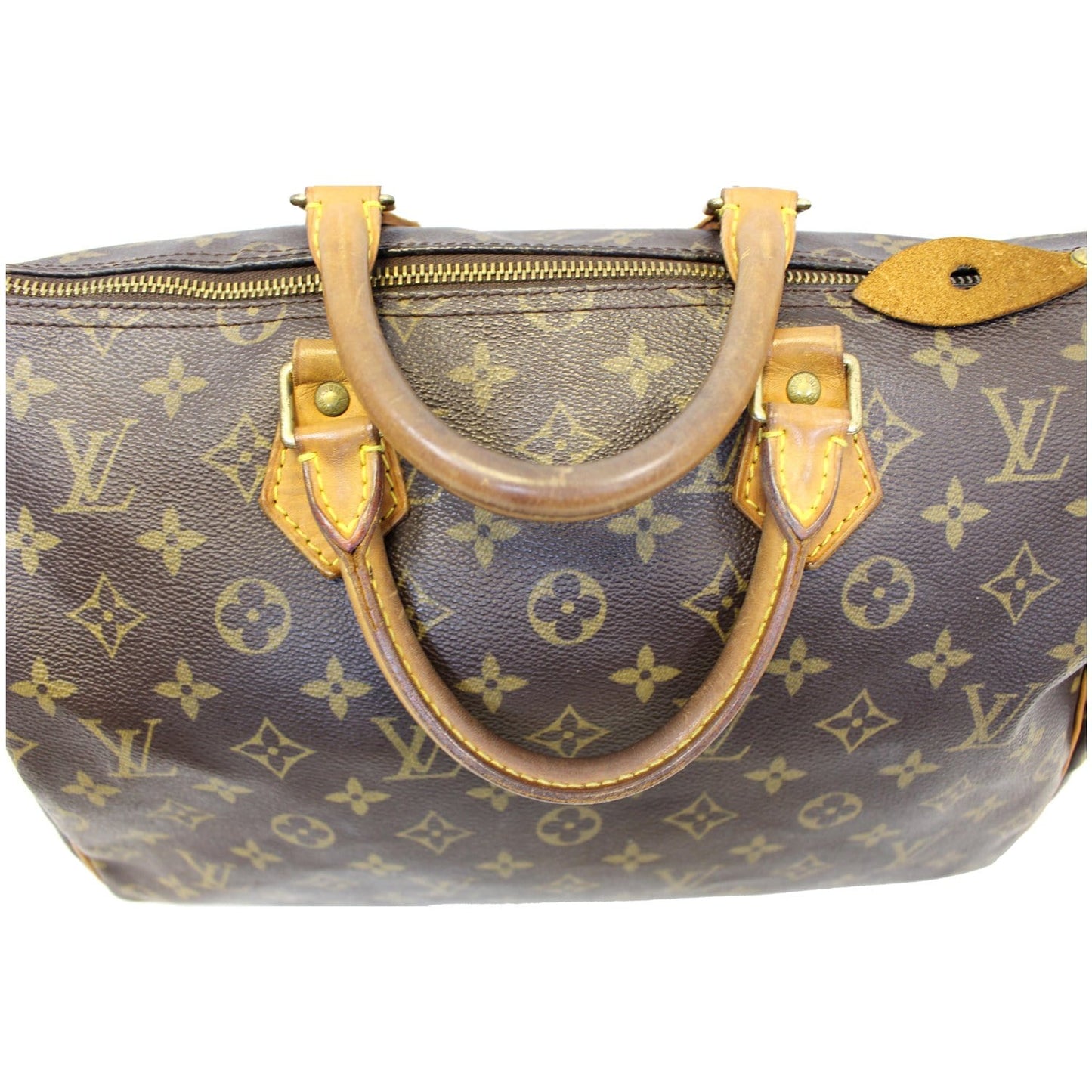 LOUIS VUITTON Speedy 35 Monogram Canvas Satchel Handbag Brown
