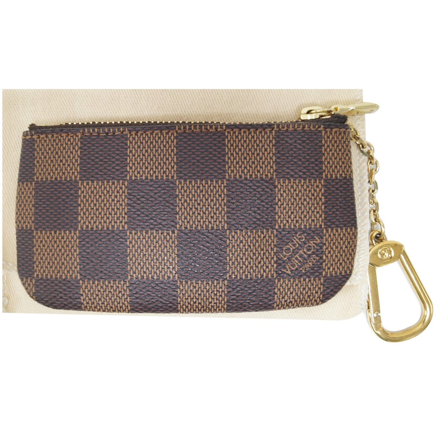 LOUIS VUITTON Key Coin Pouch Damier Ebene Brown