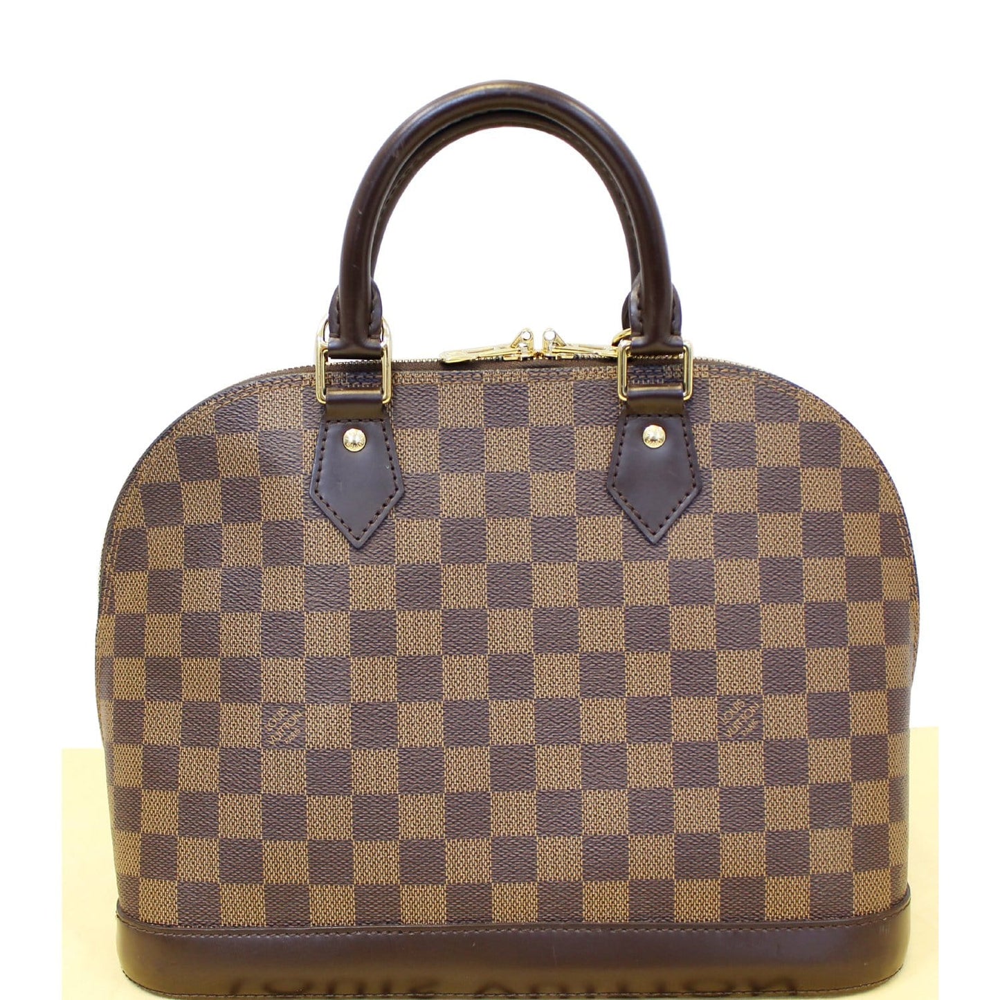 LOUIS VUITTON Alma Damier Ebene Satchel Handbag Brown