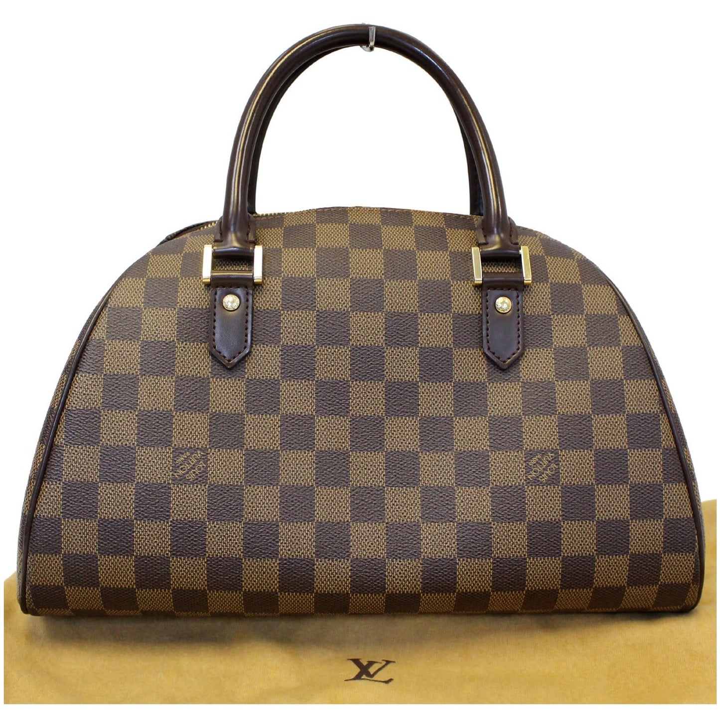 LOUIS VUITTON Ribera MM Damier Ebene Satchel Bag Brown