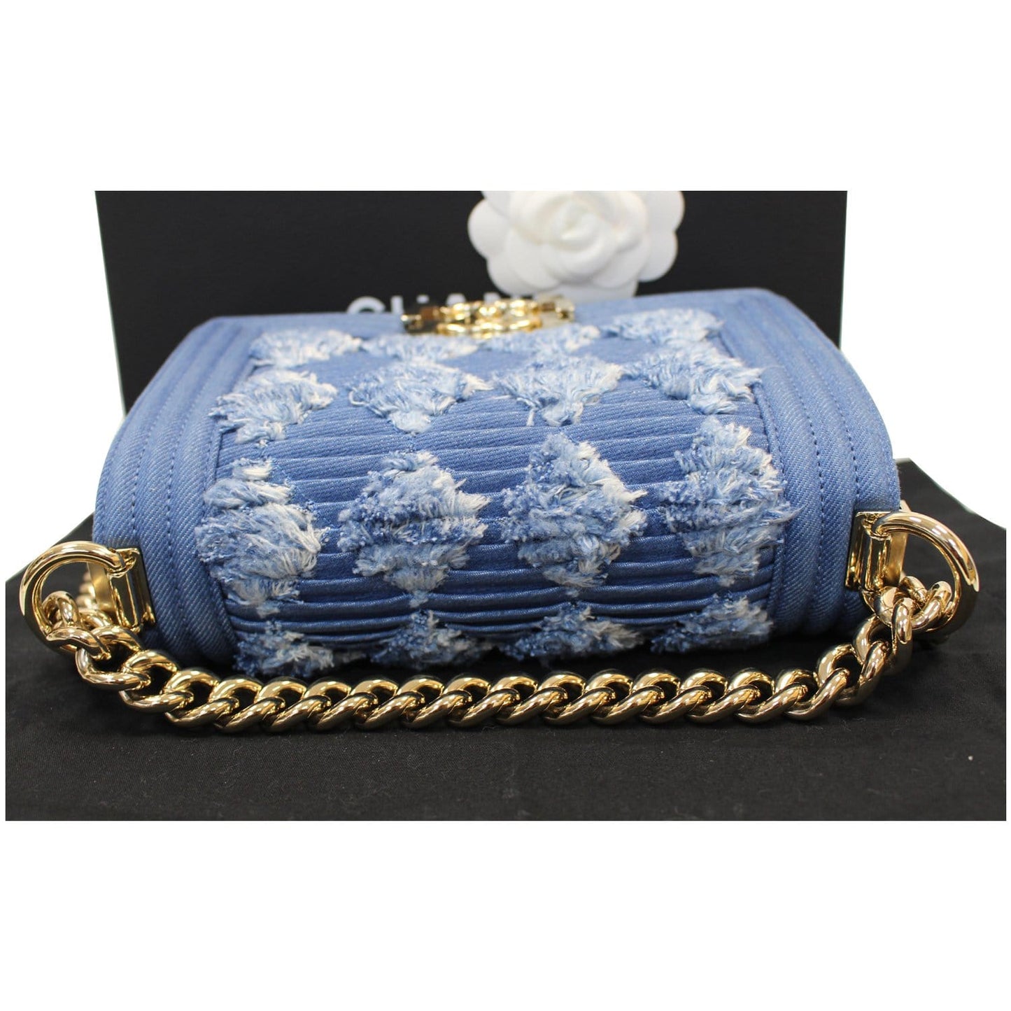 CHANEL Boy The 27th Mini Denim Shoulder Bag Blue