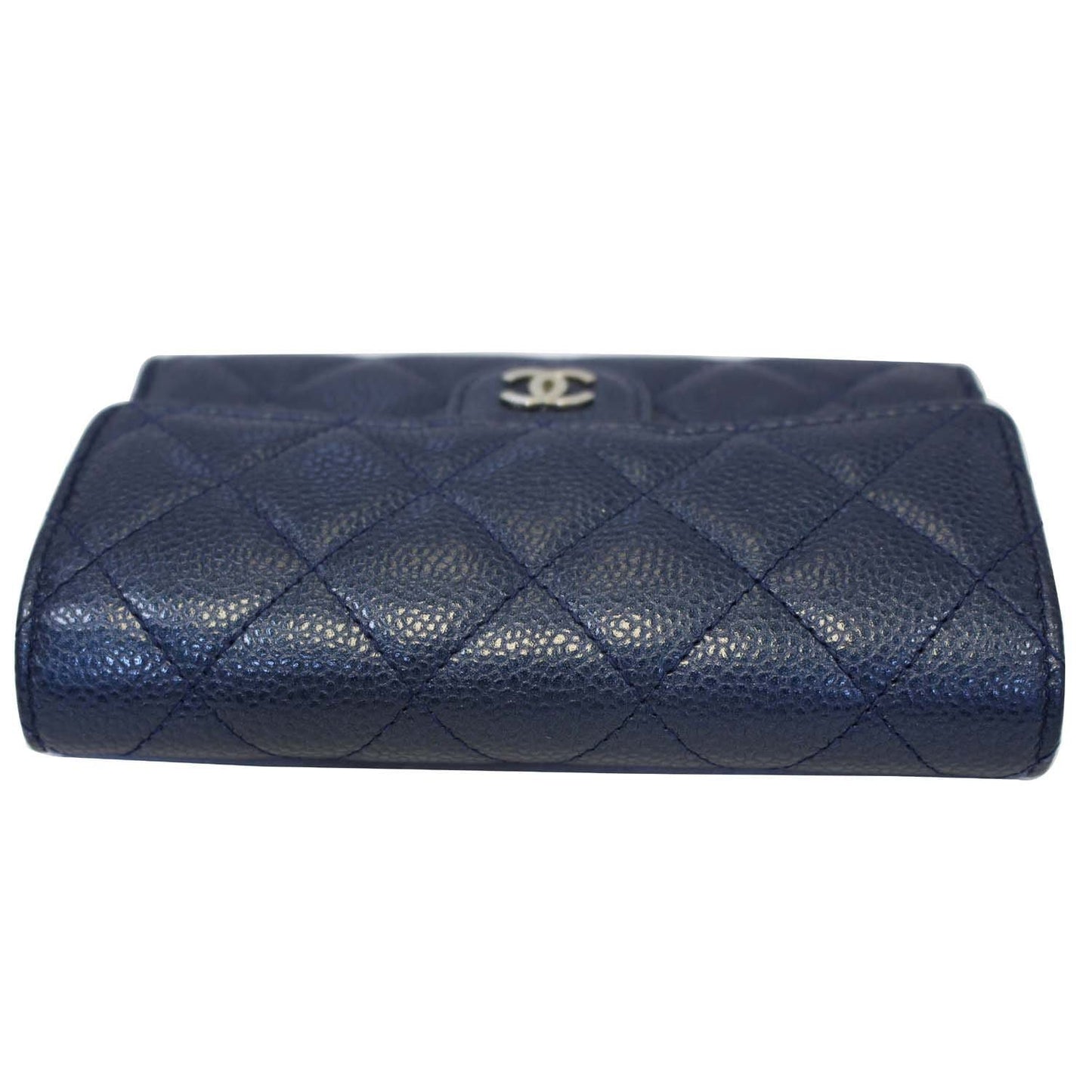 CHANEL Classic Flap Caviar Leather Wallet Navy Blue