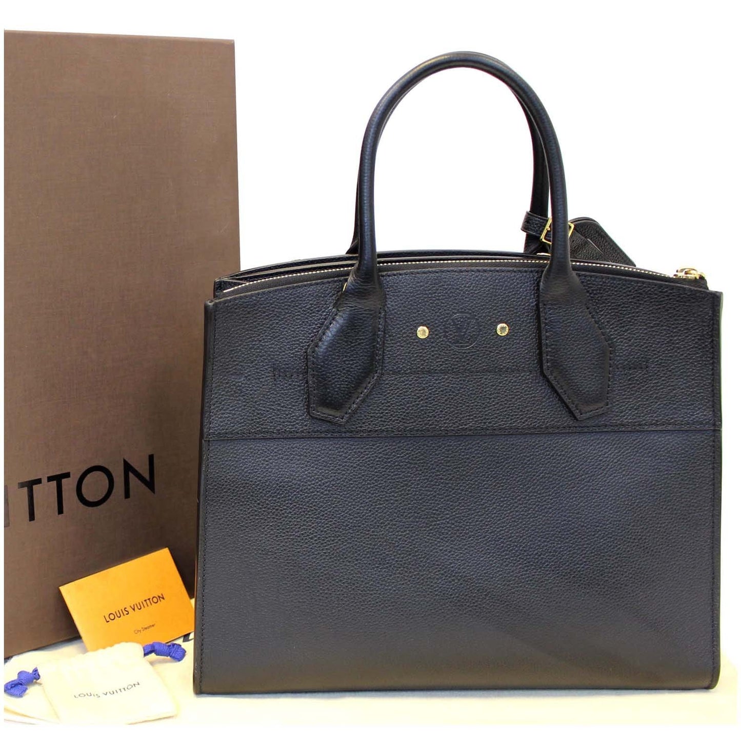 LOUIS VUITTON City Steamer MM Noir Black Leather Shoulder Bag