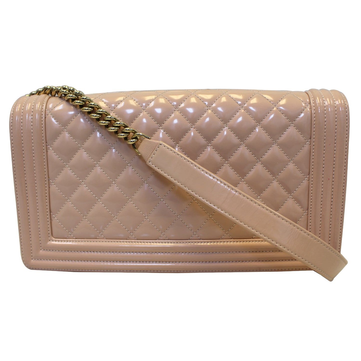 CHANEL Medium Boy Patent Leather Flap Bag Light Pink