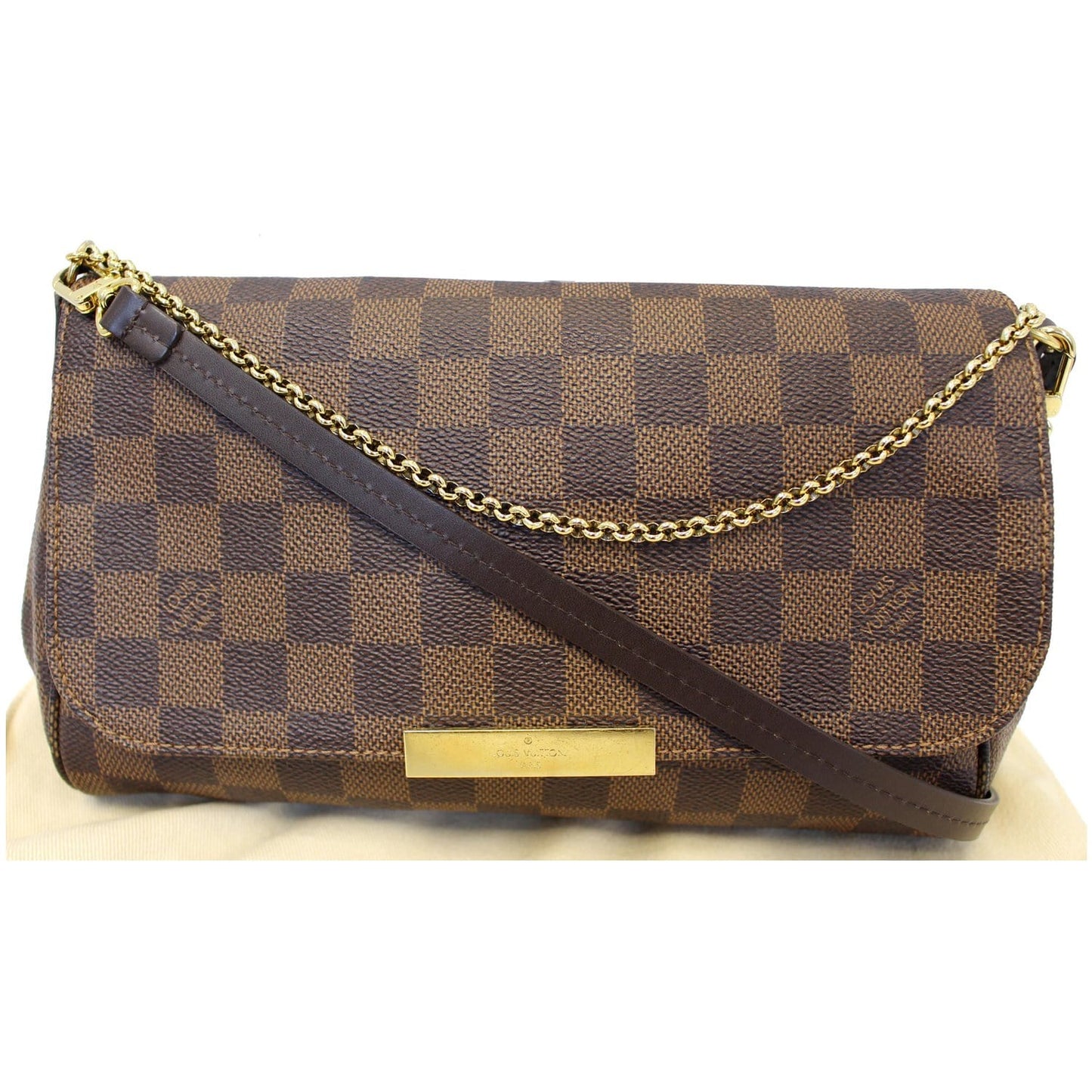 LOUIS VUITTON Favorite MM Damier Ebene Crossbody Bag Brown