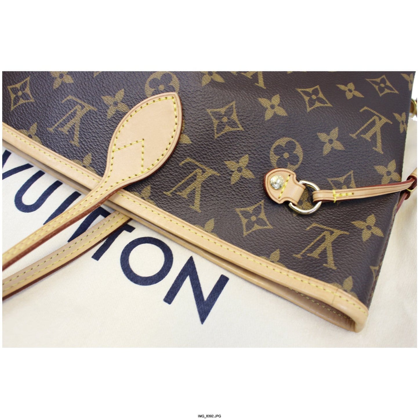 LOUIS VUITTON Neverfull MM Monogram Canvas Tote Shoulder Bag Rose Ballerine
