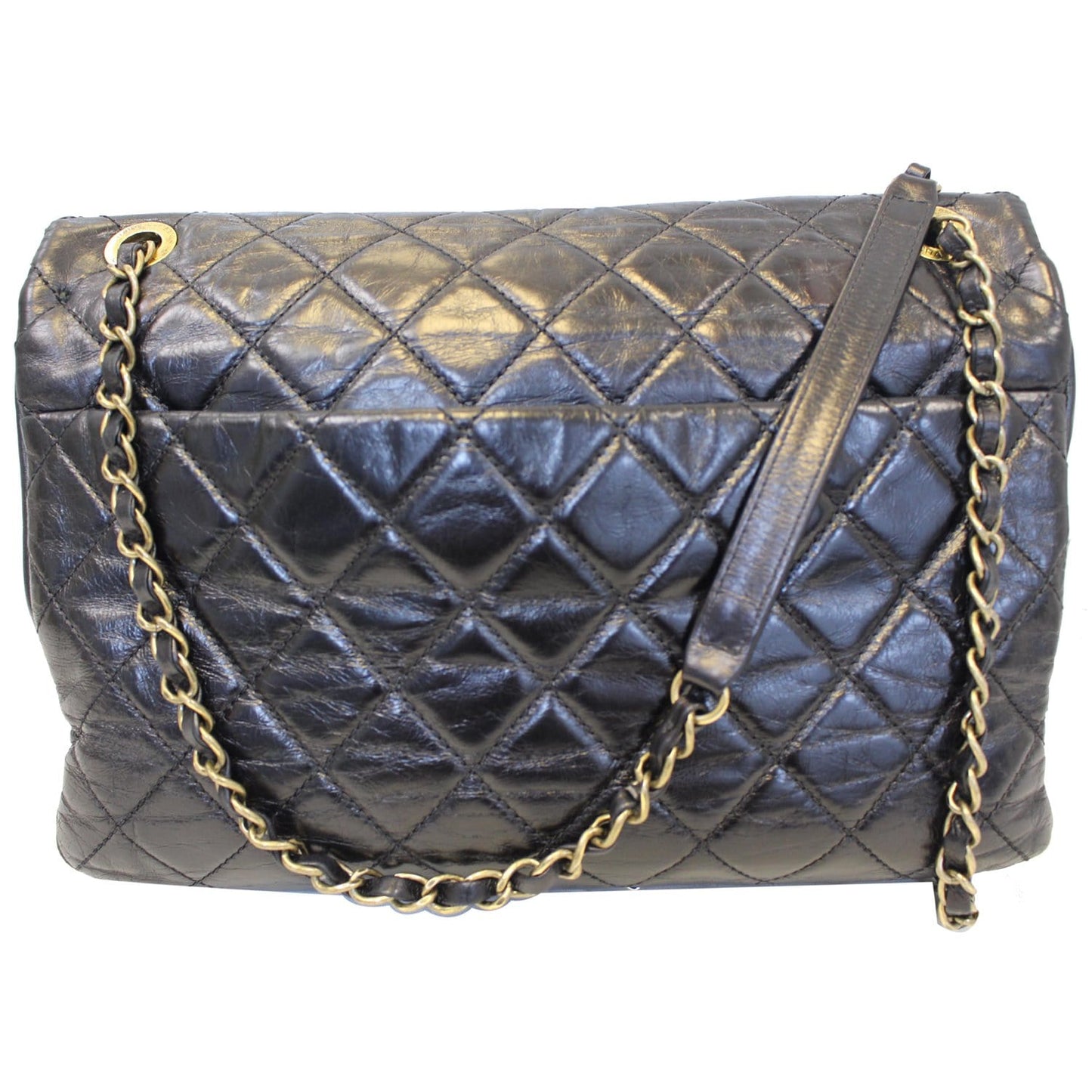 CHANEL Urban Mix Flap Calfskin Python Shoulder Bag Black