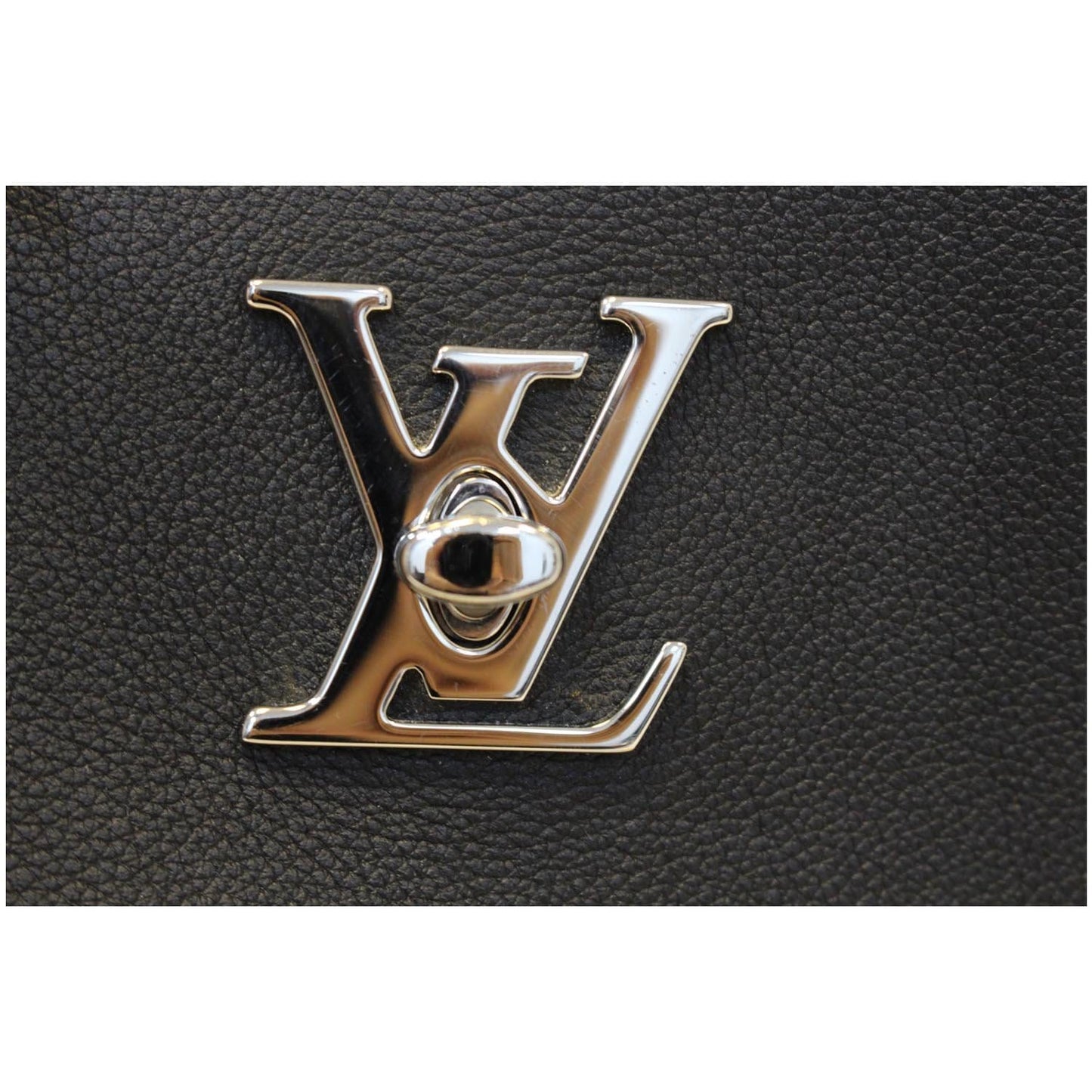 LOUIS VUITTON Lockme Cabas Calfskin Leather Shoulder Bag Black