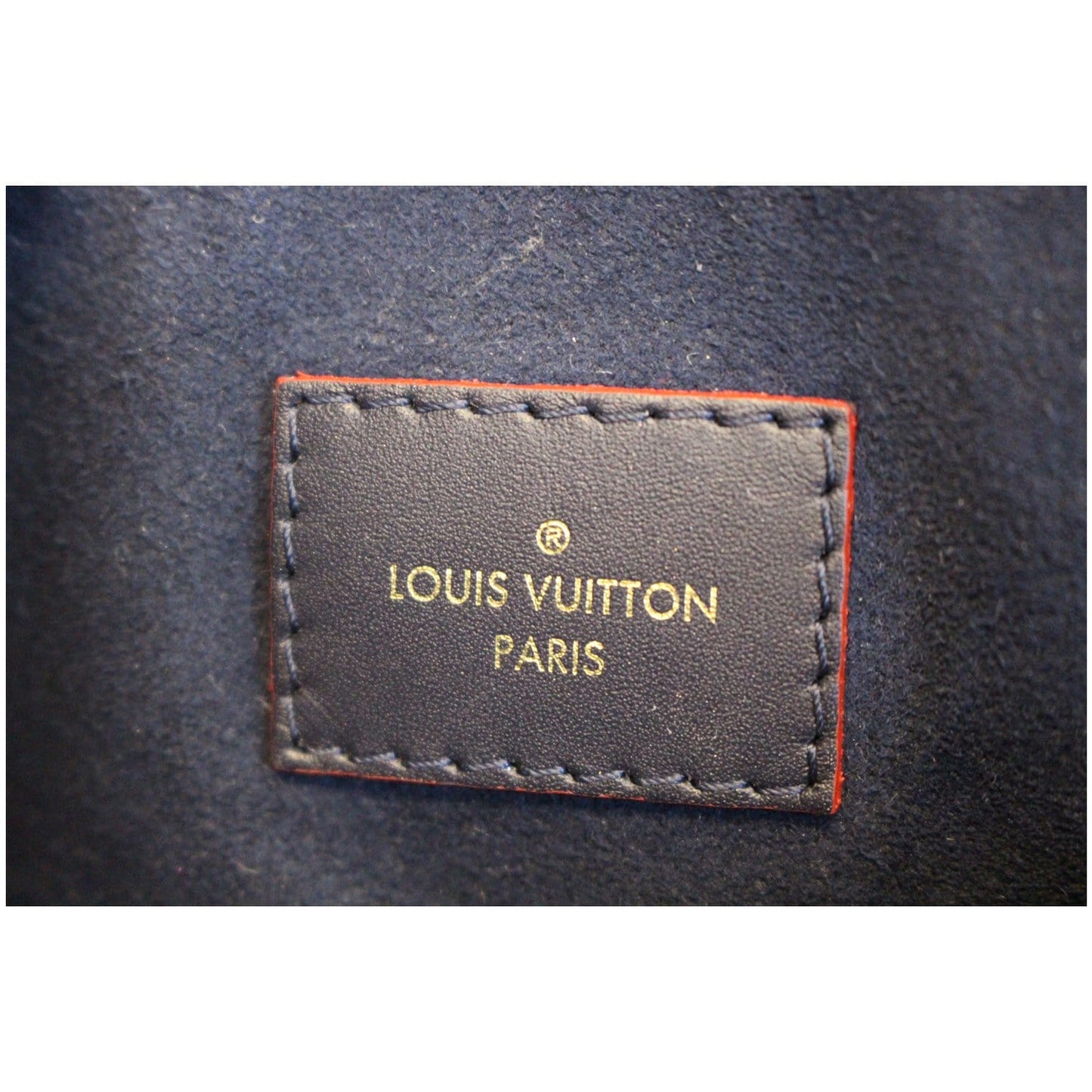 LOUIS VUITTON V MM Empreinte Leather Tote Bag Marine Rouge