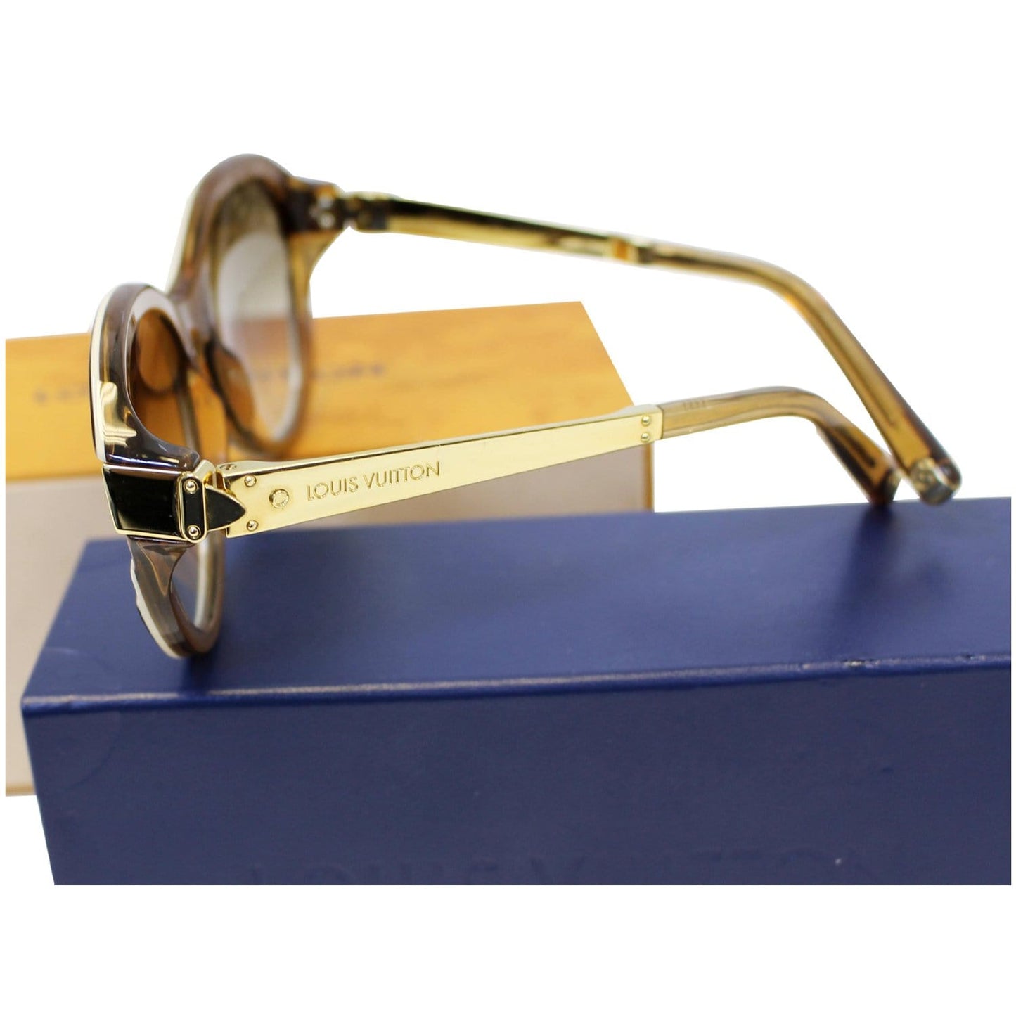 LOUIS VUITTON Petit Soupcon Cat Eye Sunglasses Brown/Gold Z0487W