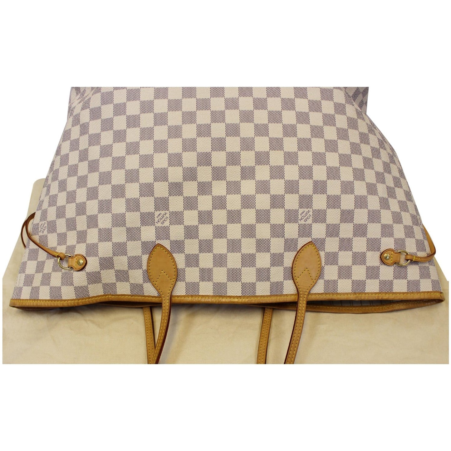 LOUIS VUITTON Neverfull GM Damier Azur Tote Shoulder Bag White