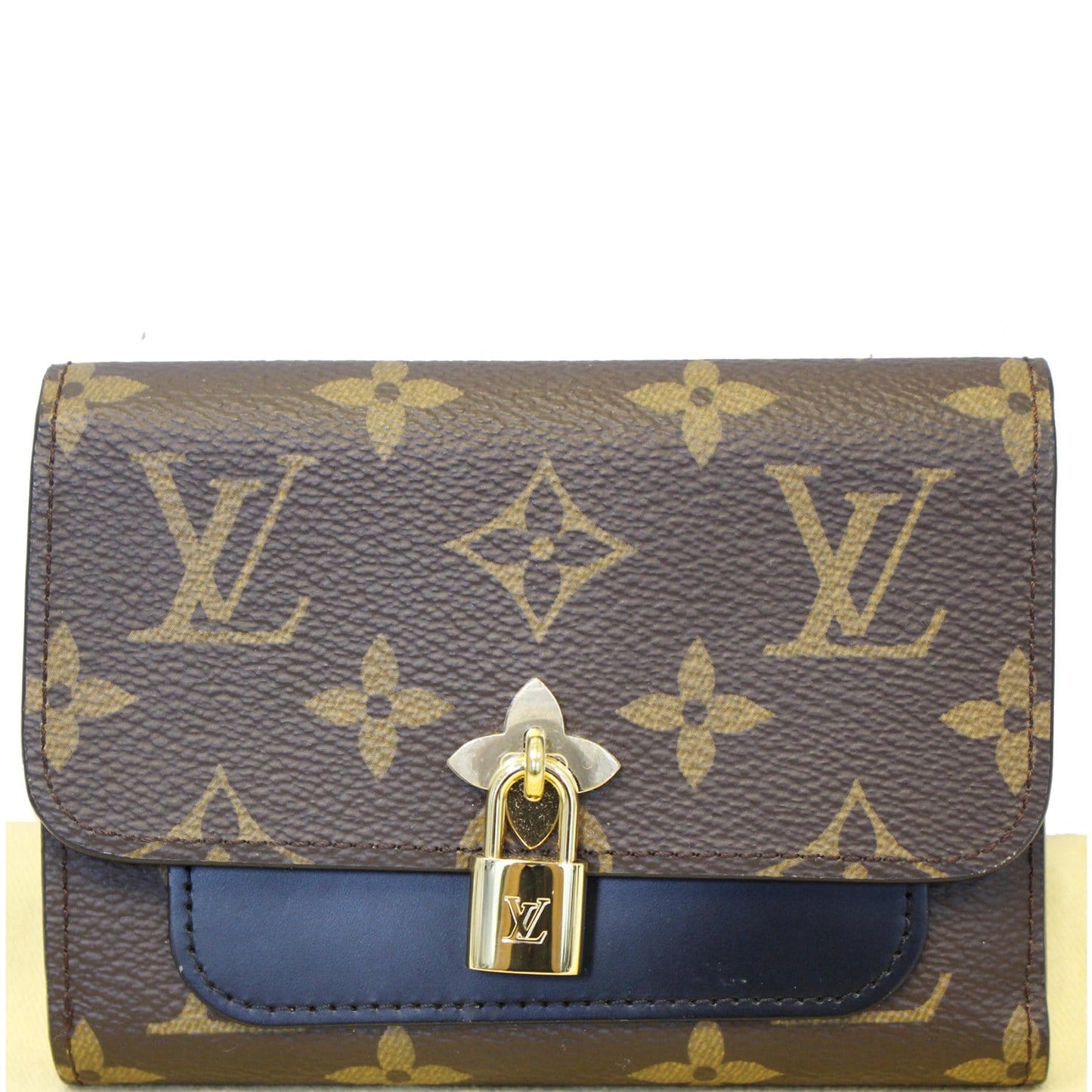 LOUIS VUITTON Flower Lock Monogram Canvas Compact Wallet Black
