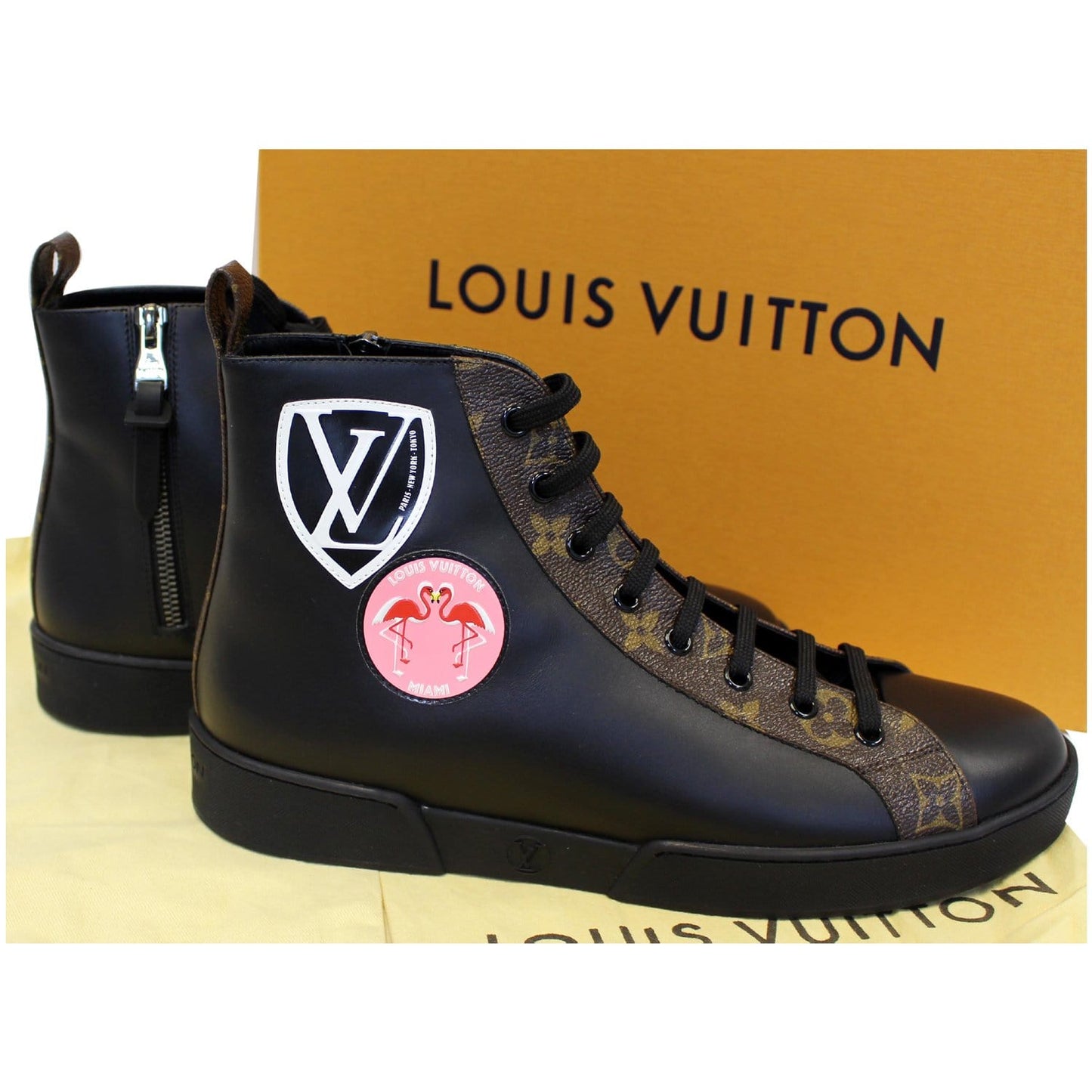 LOUIS VUITTON Checkpoint Monogram Sneaker Boot Noir Black US 10