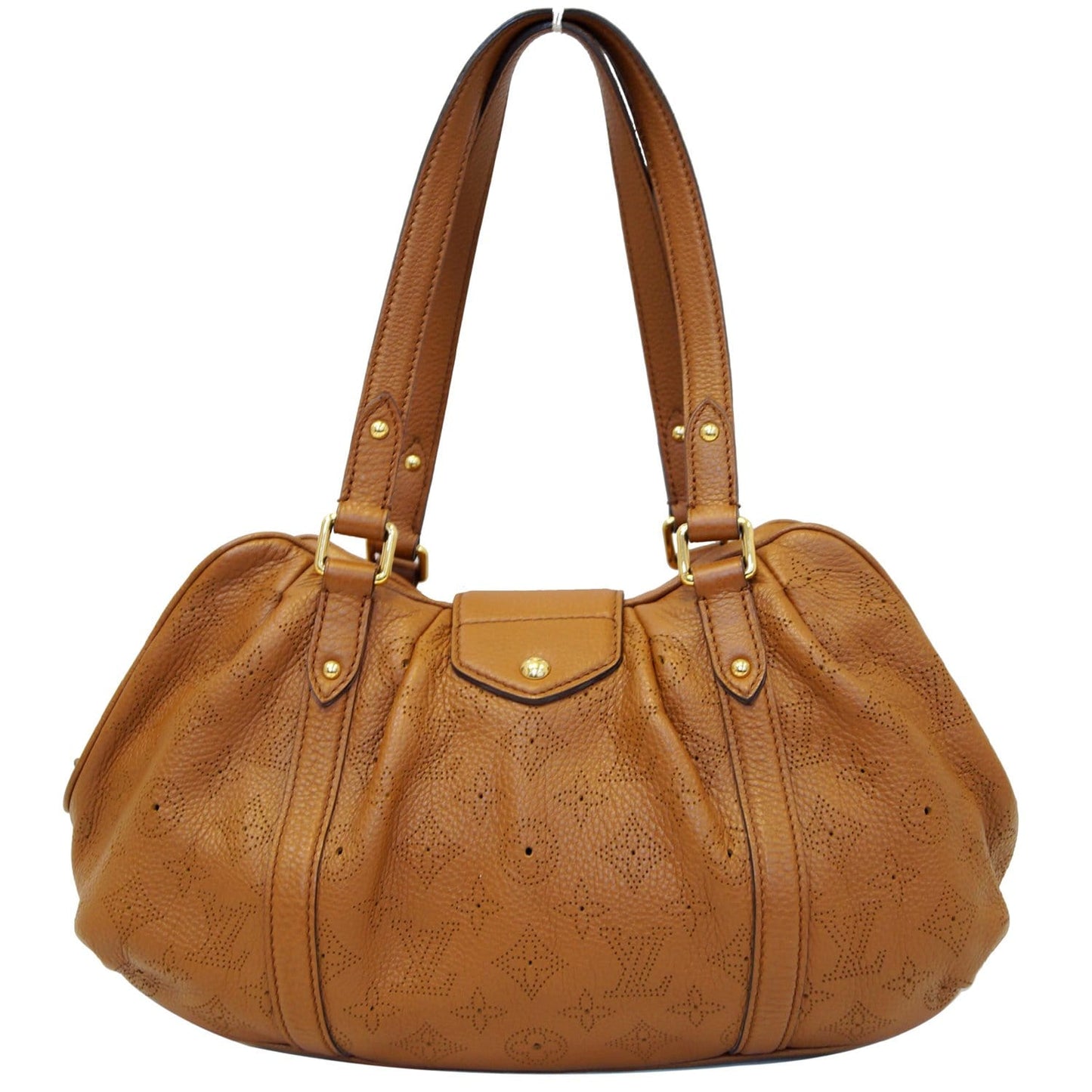 LOUIS VUITTON Lunar PM Mahina Leather Shoulder Bag Brown