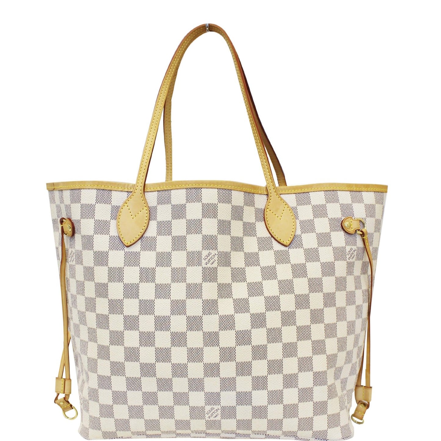 LOUIS VUITTON Neverfull MM Damier Azur Tote Shoulder Bag White