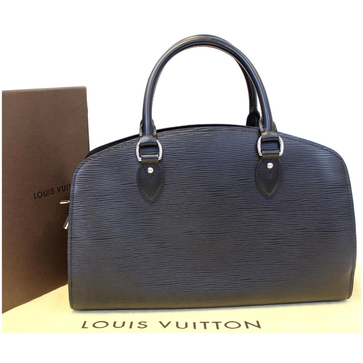 LOUIS VUITTON Pont Neuf PM Epi Leather Satchel Bag Black