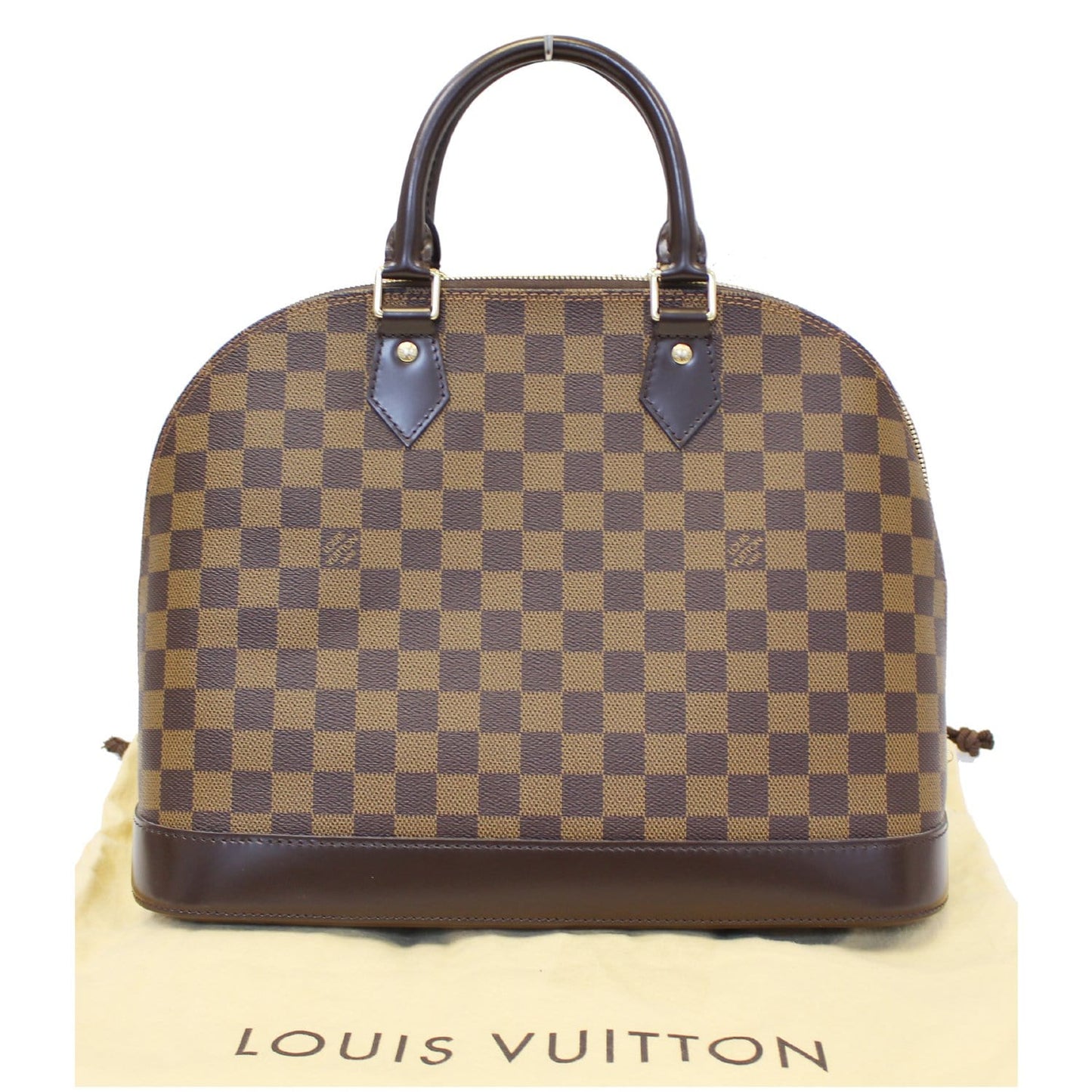 LOUIS VUITTON Alma MM Damier Ebene Satchel Bag Brown