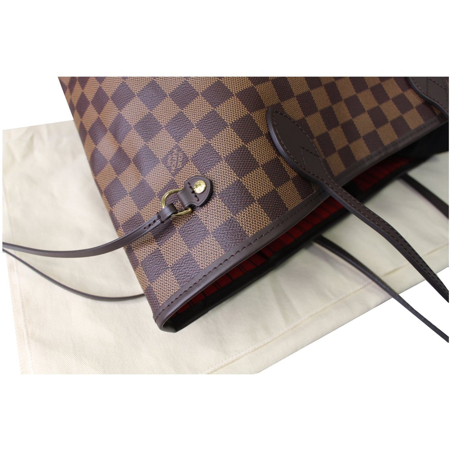 LOUIS VUITTON Neverfull MM Damier Ebene Tote Shoulder Bag Brown