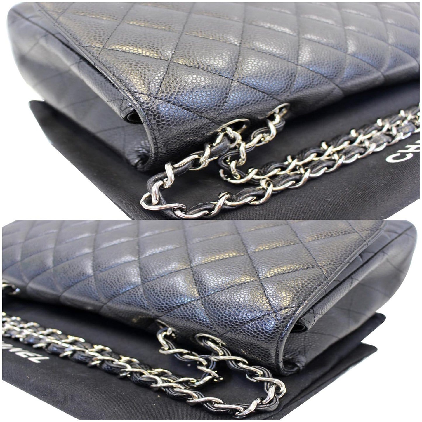 CHANEL Jumbo Classic Single Flap Caviar Leather Shoulder Bag Black
