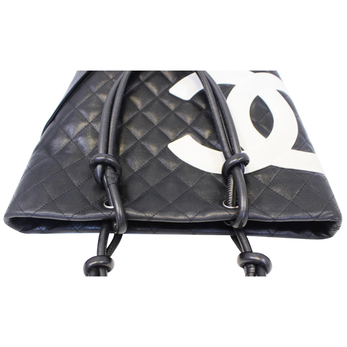 CHANEL Cambon Small Quilted Leather Tote Bag Black