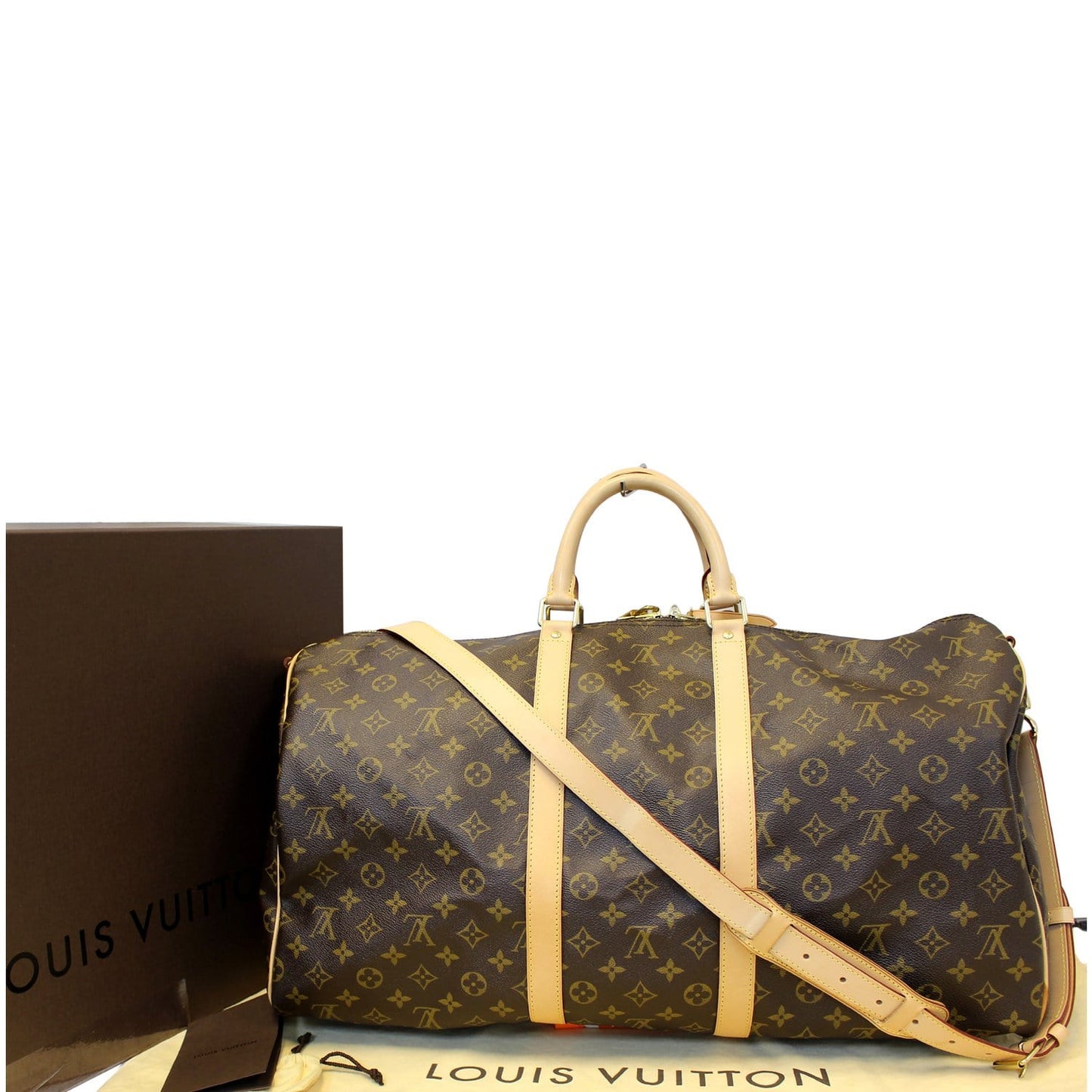 LOUIS VUITTON Keepall Bandouliere 55 Monogram Canvas Travel Bag