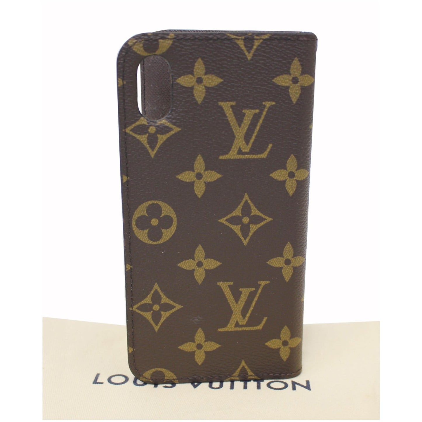 LOUIS VUITTON IPhone X XS Folio Monogram Canvas Phone Case Brown
