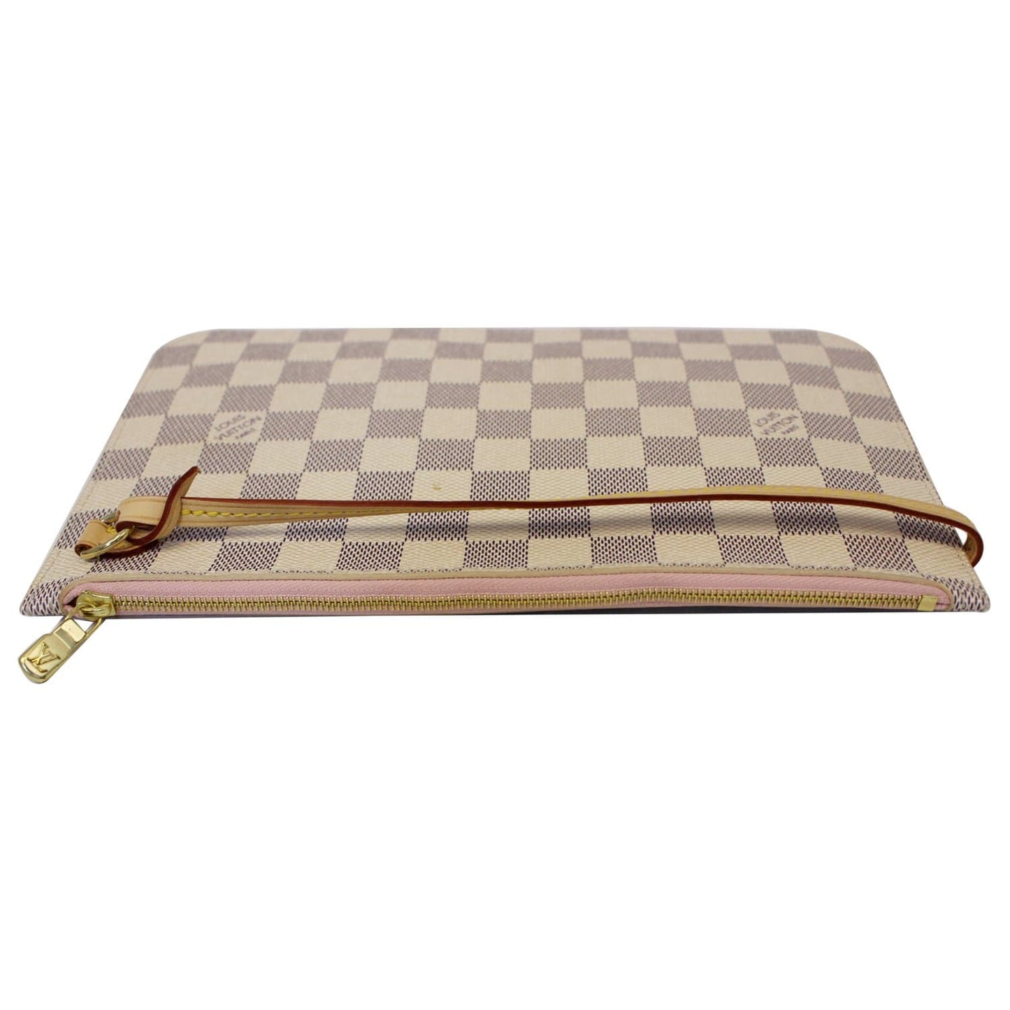 LOUIS VUITTON Pochette Wristlet Pouch Damier Azur Neverfull GM Rose Ballerine