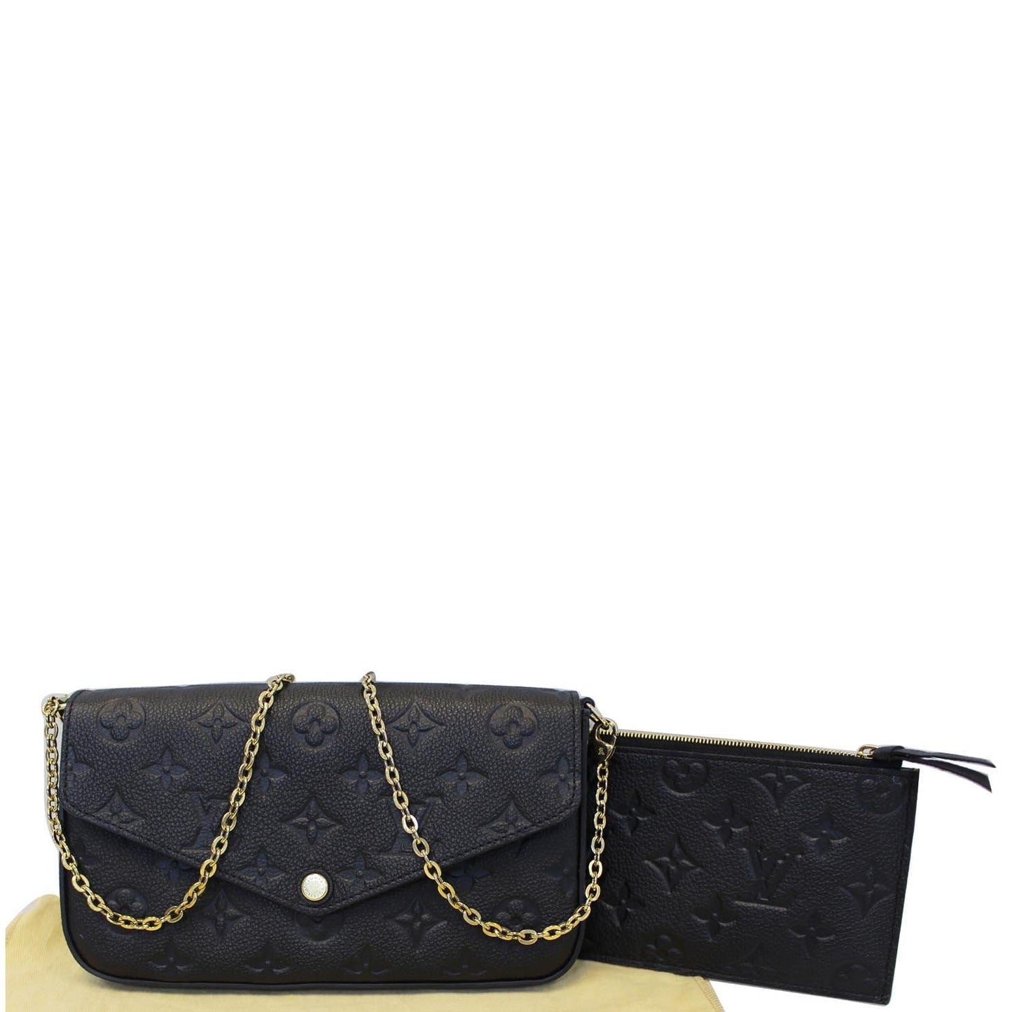 LOUIS VUITTON Pochette Felicie Empreinte Leather Crossbody Bag Black