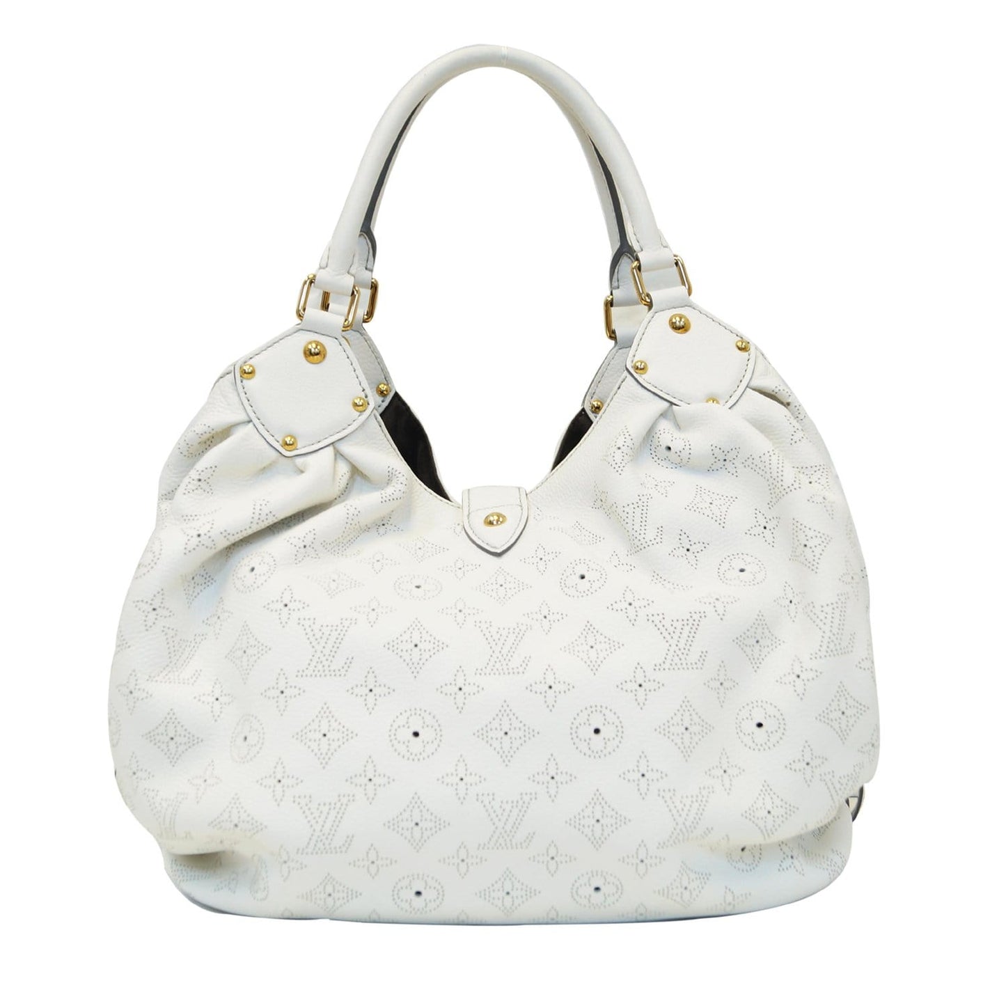 LOUIS VUITTON Mahina L Monogram Leather Shoulder Bag White