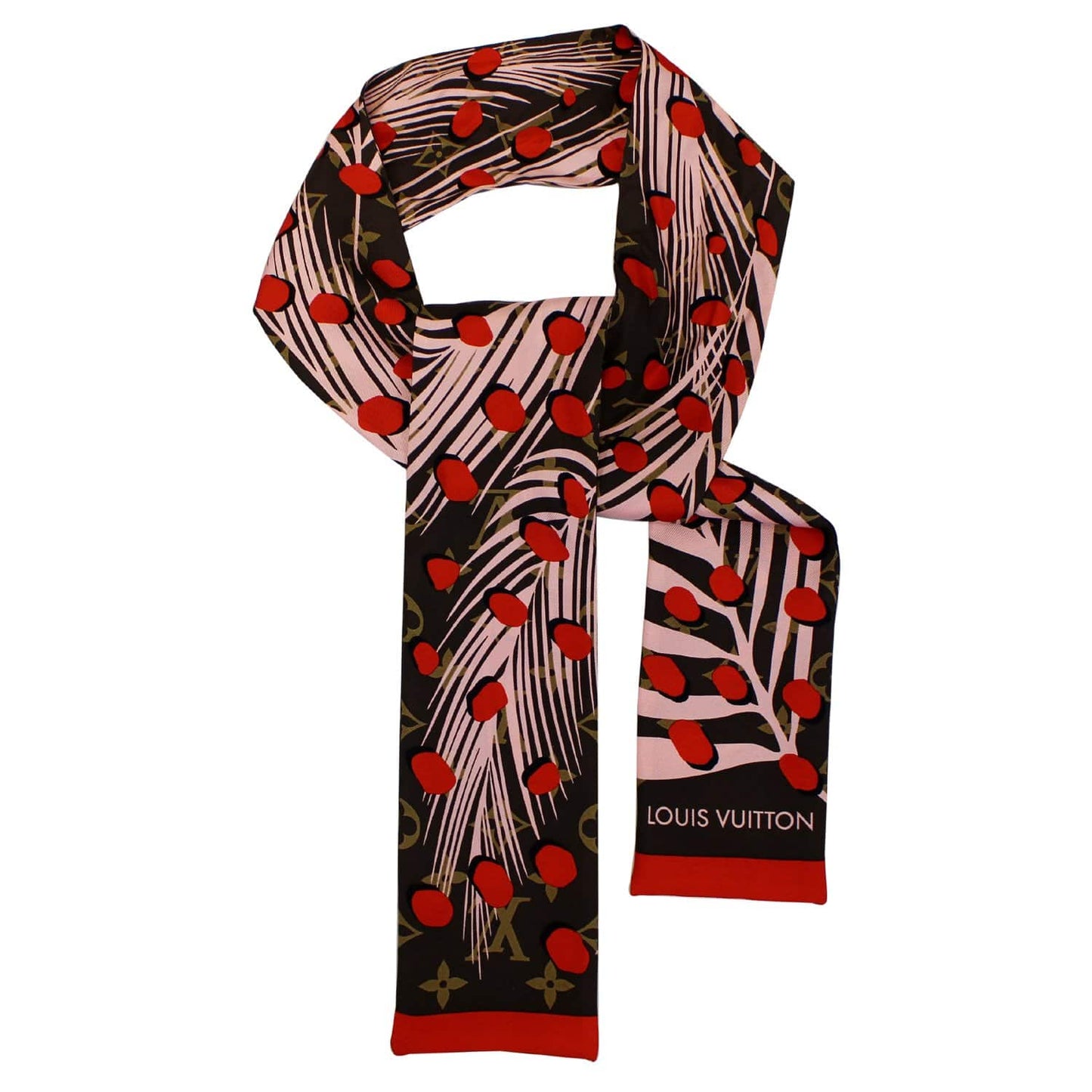 Louis Vuitton Jungle Print Pink and Red Silk Bandeau Scarf