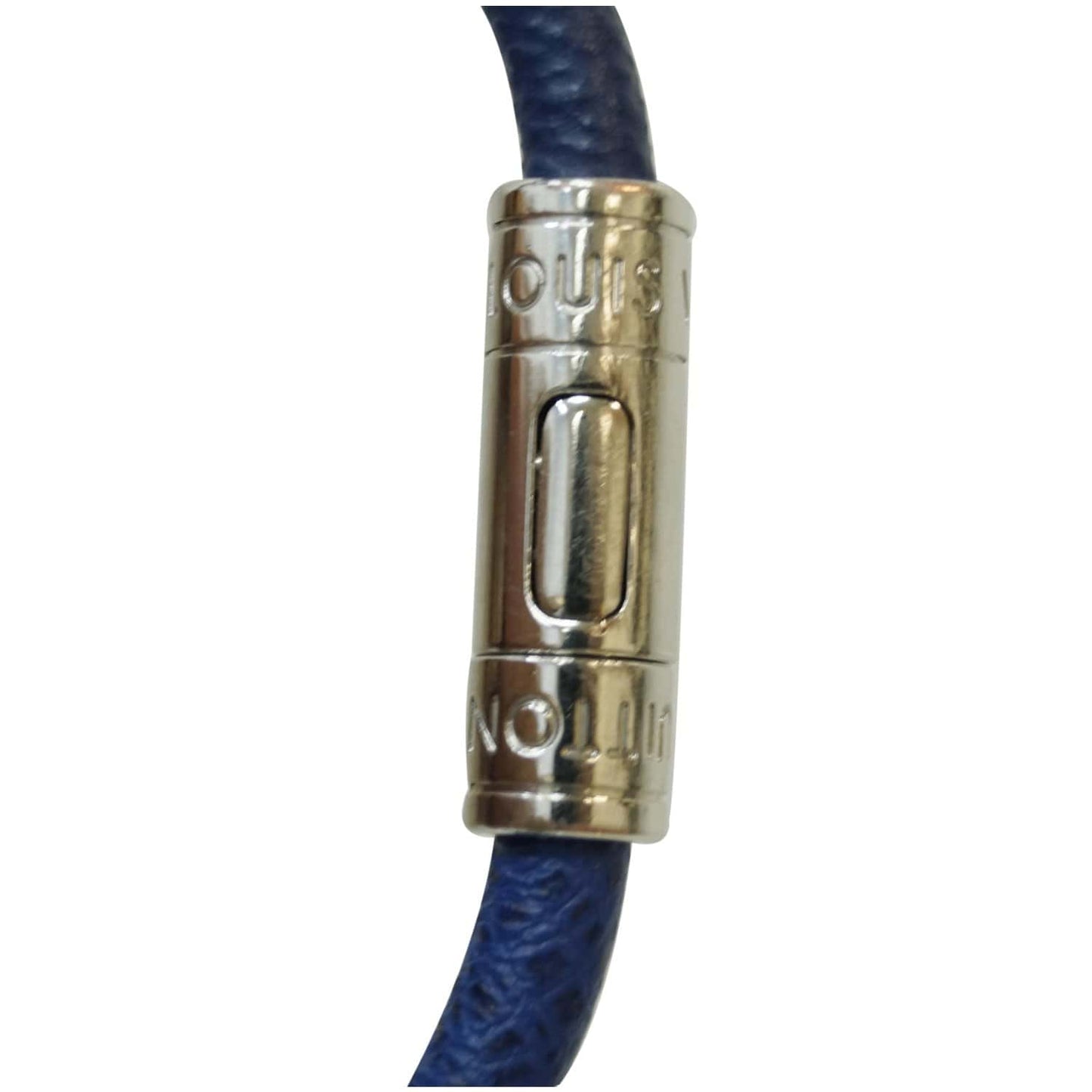 LOUIS VUITTON Keep It Taiga Leather Bracelet Blue