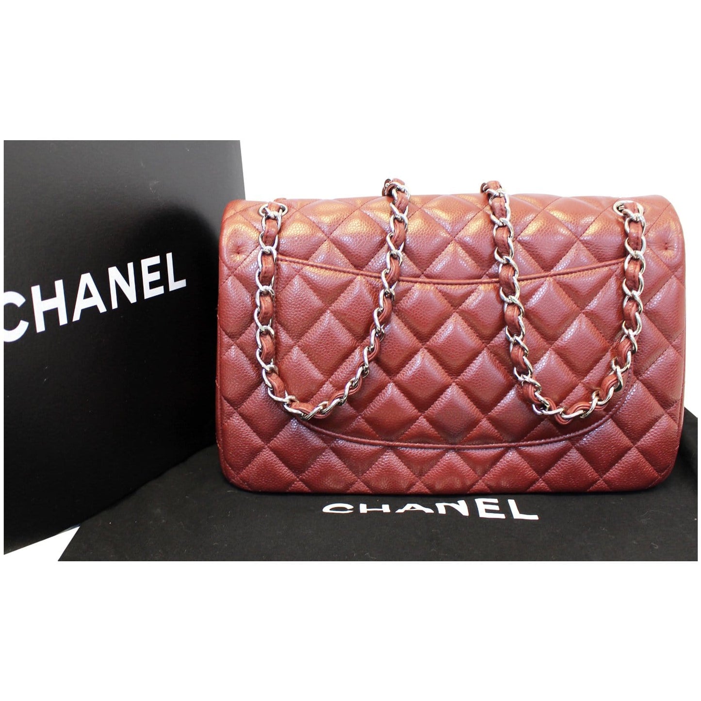 Chanel Jumbo Double Flap Caviar Quilted Shoulder bag Red